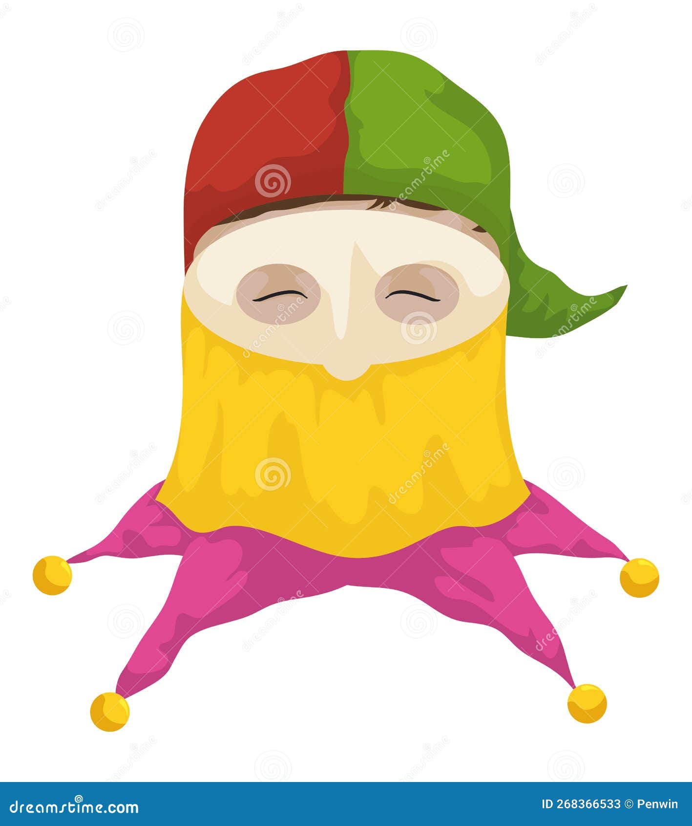 festive monocuco head, character of barranquilla`s carnival in cartoon style,  
