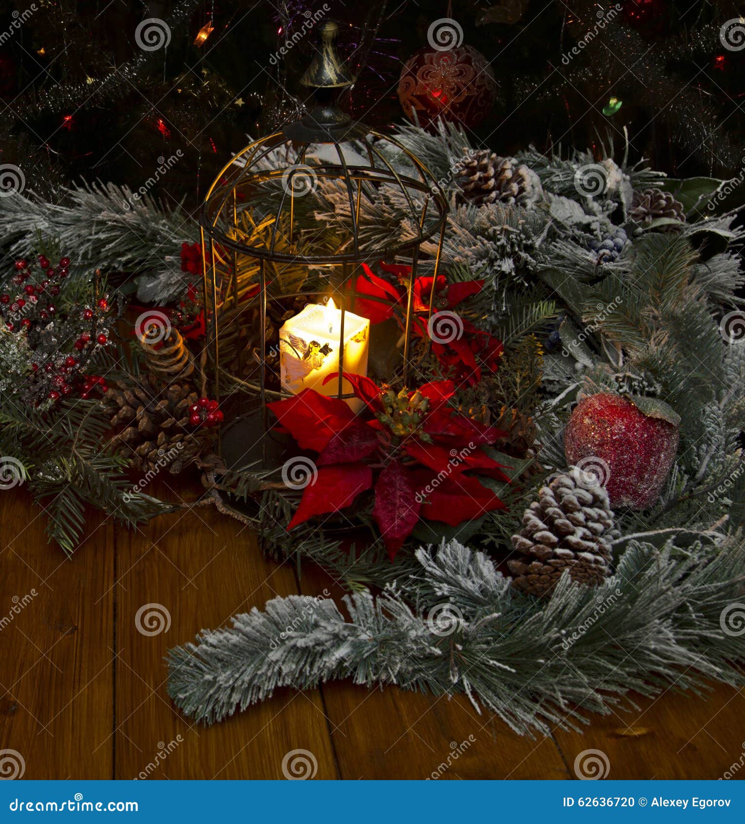 In festive night stock photo. Image of wreath, bright - 62636720