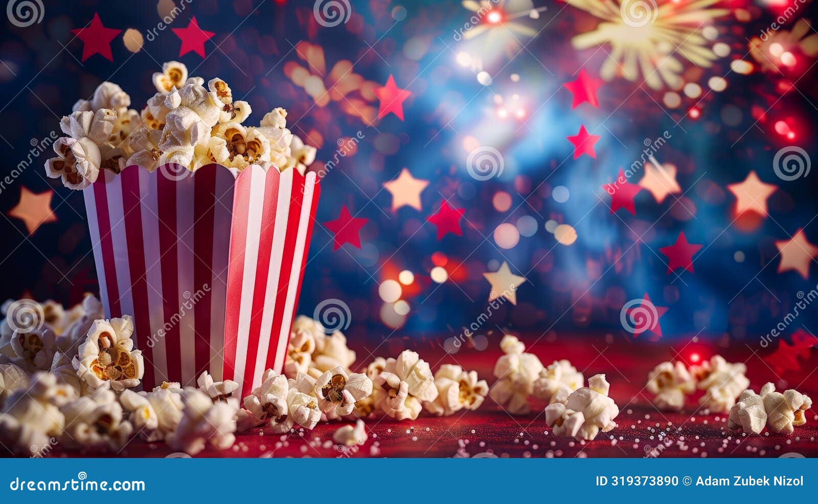 festive popcorn and stars background
