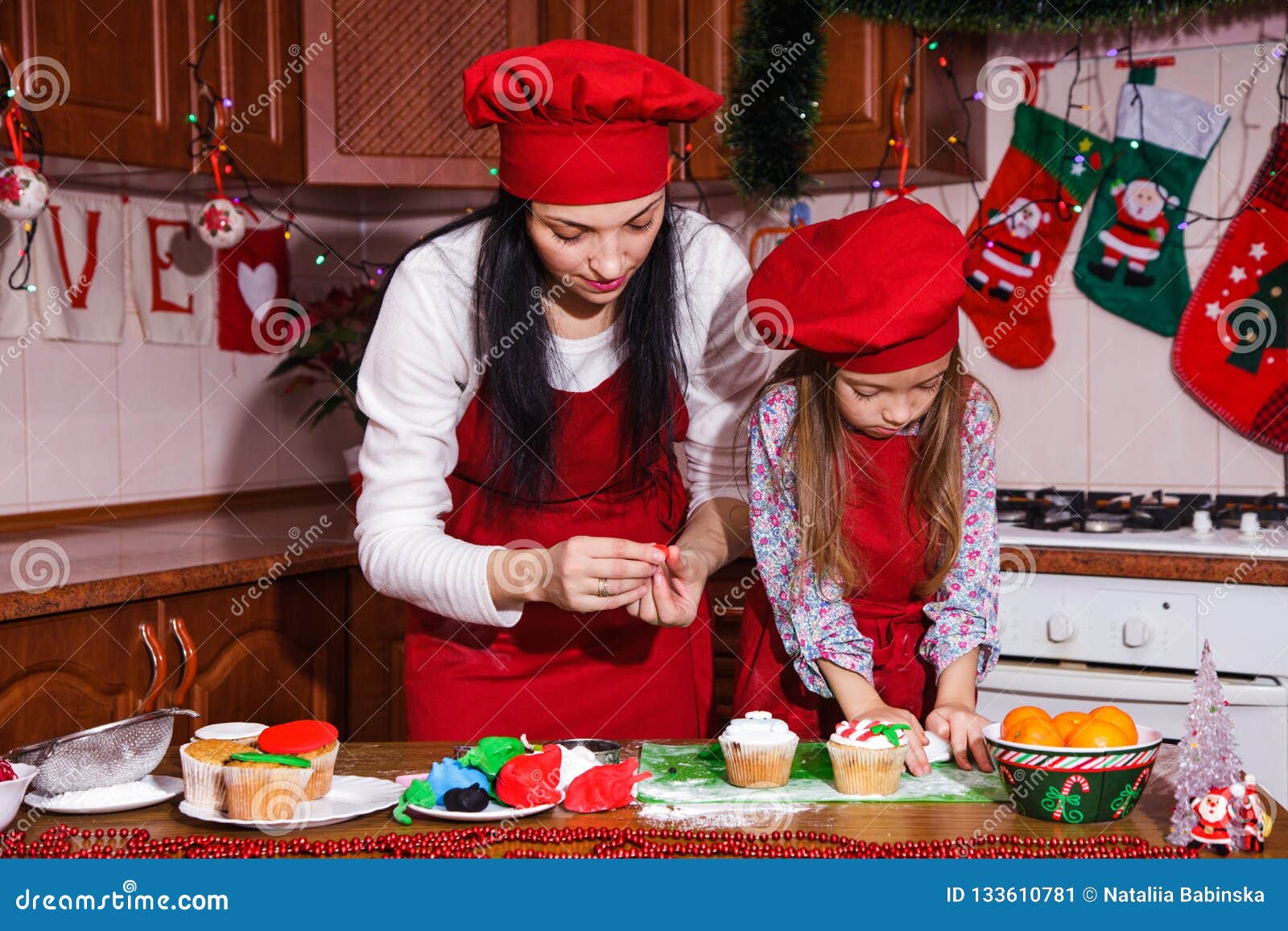 Festive Red Apron Christmas Party Dinner Dessert Peppermint Cupcakes ...