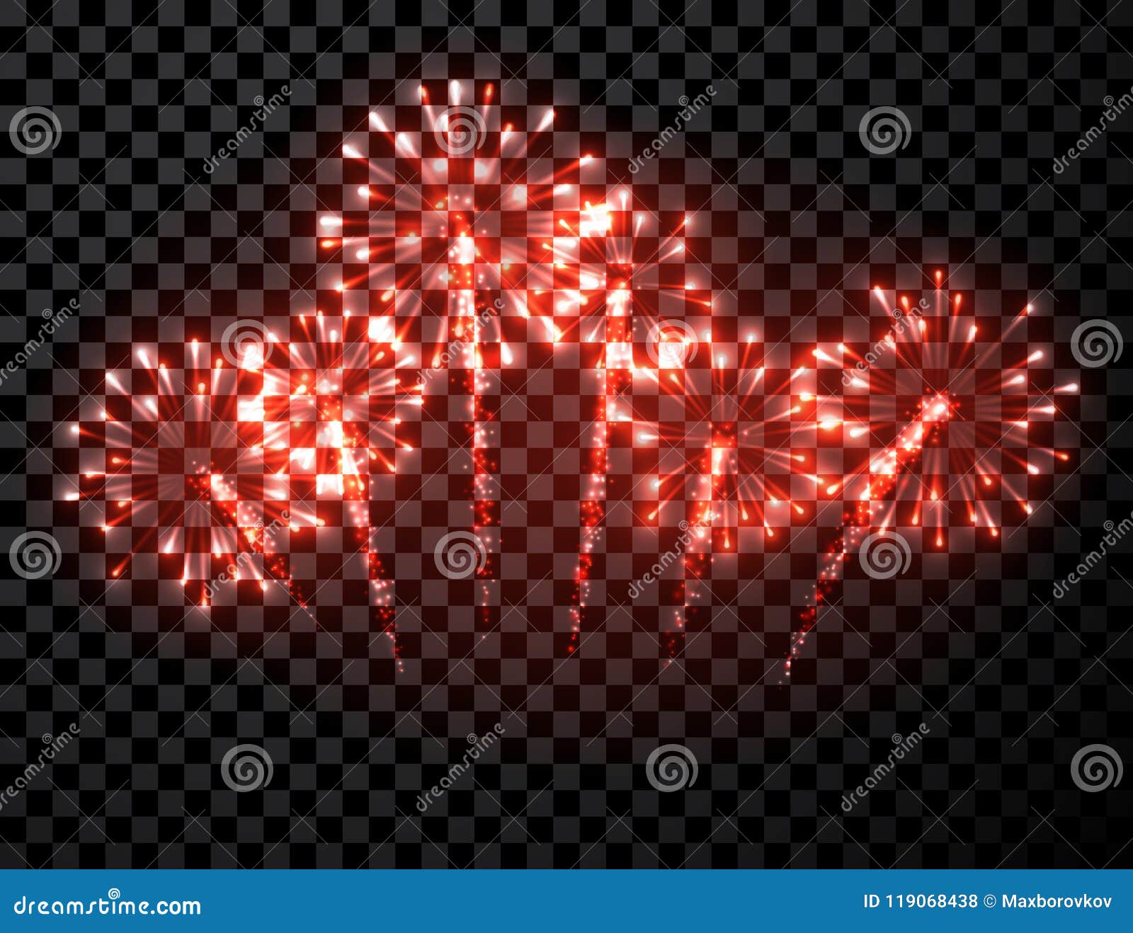 Festive Red Firework Background. Stock Vector Illustration of
