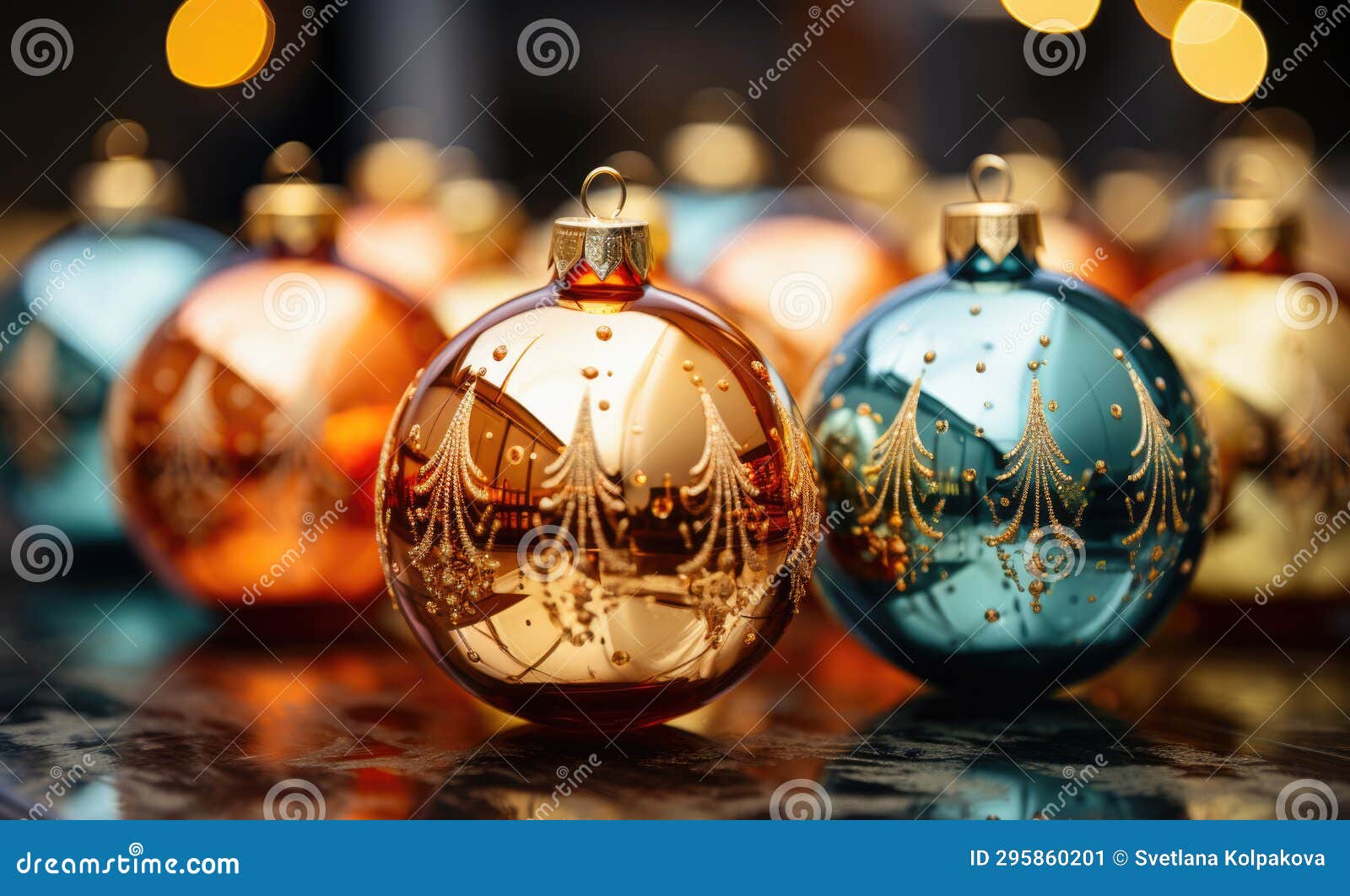 Festive Set with Colorful Christmas Ornaments Stock Illustration