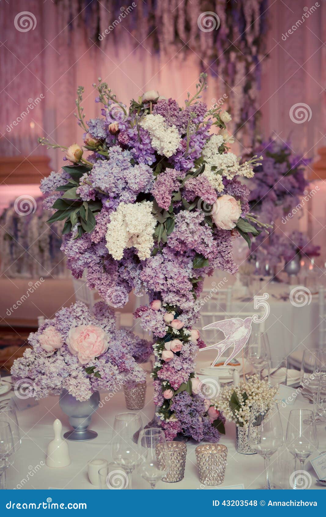 Festive Table Decoration in Lilac Colours. Stock Photo - Image of fresh