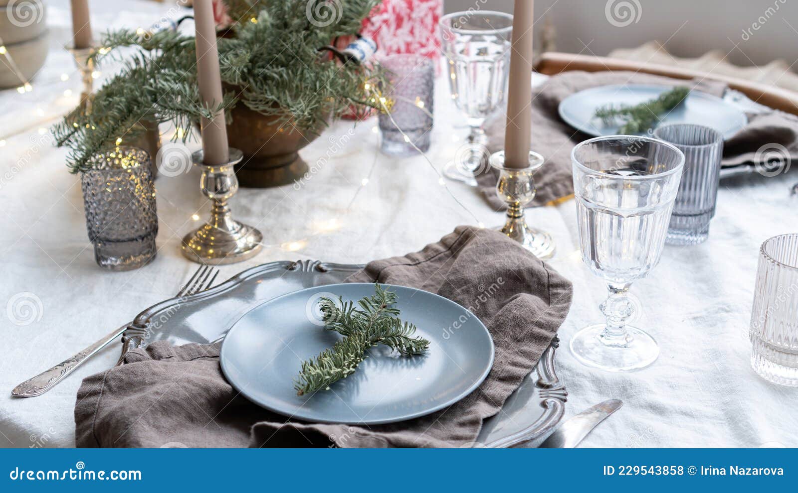 Festive Table Setting for Christmas. Christmas Decor for Cafe ...