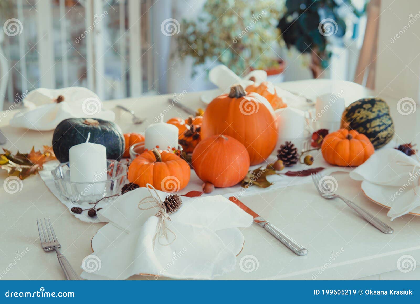 Festive Table Setting for Thanksgiving Family Home Dinner. Fall ...