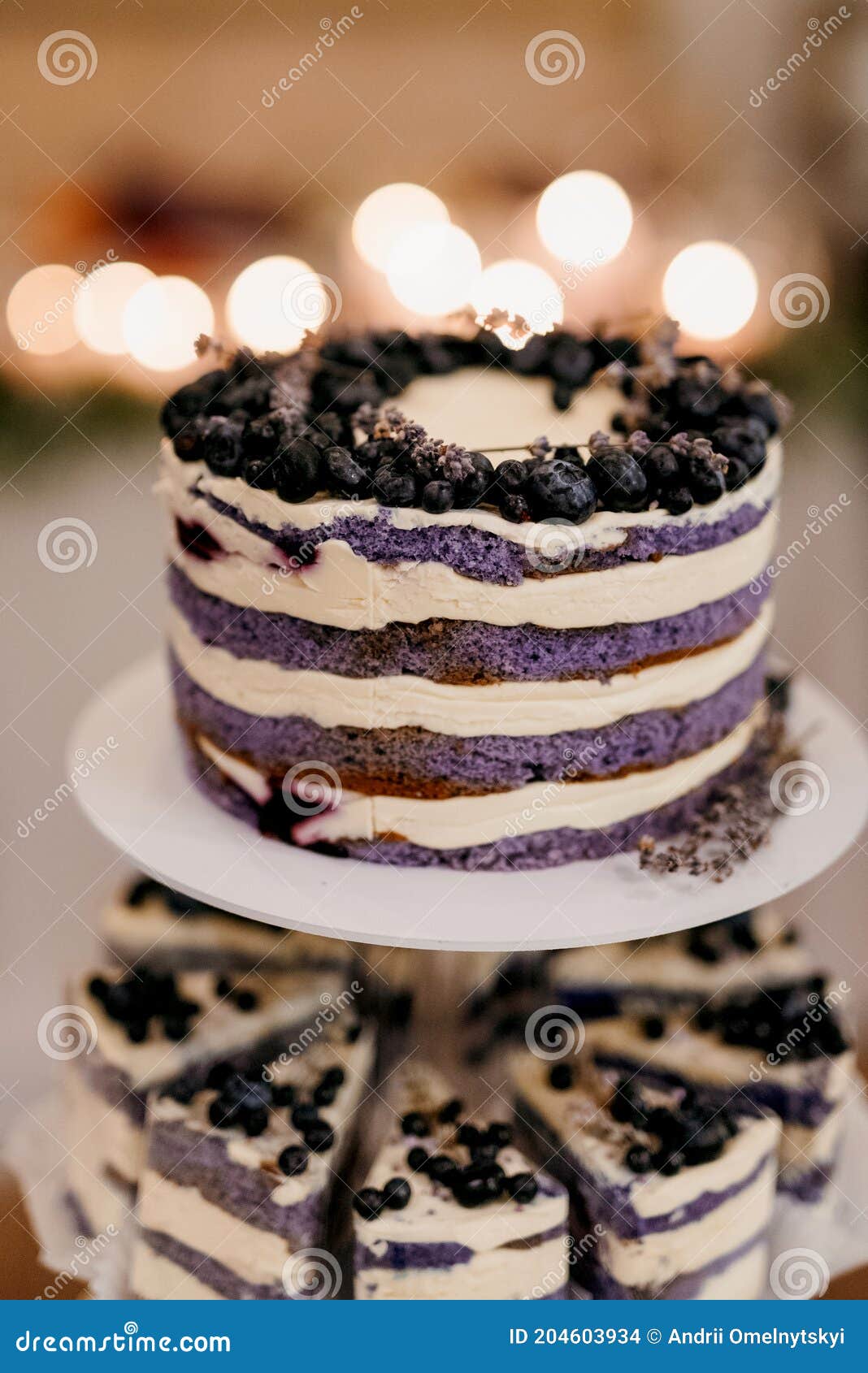 Festive Wedding Sponge Cake with White Icing Cream Stock Photo Image