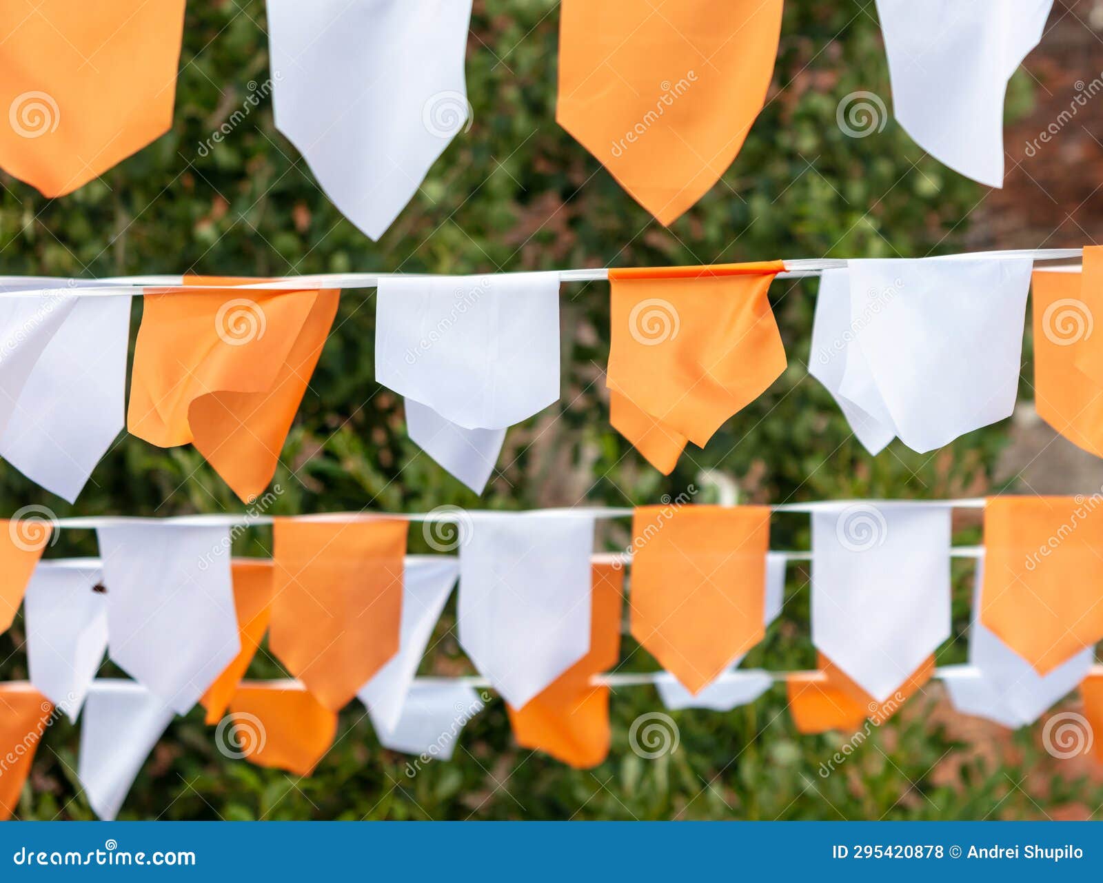 Festive Whiteorange Flags As a Background Stock Photo Image of decor
