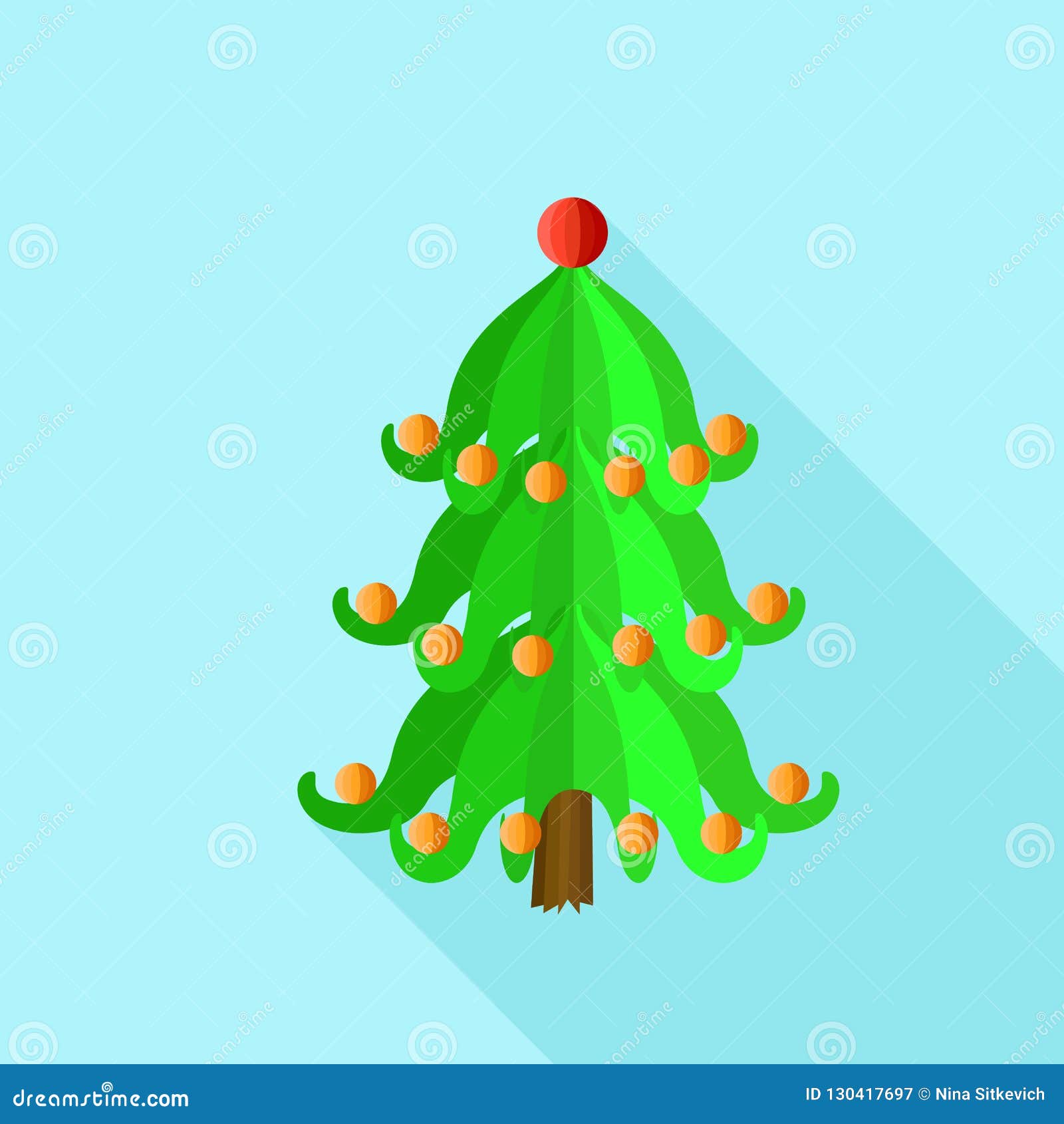 Festive Xmas Tree Icon, Flat Style Stock Vector - Illustration of icon, gold: 130417697