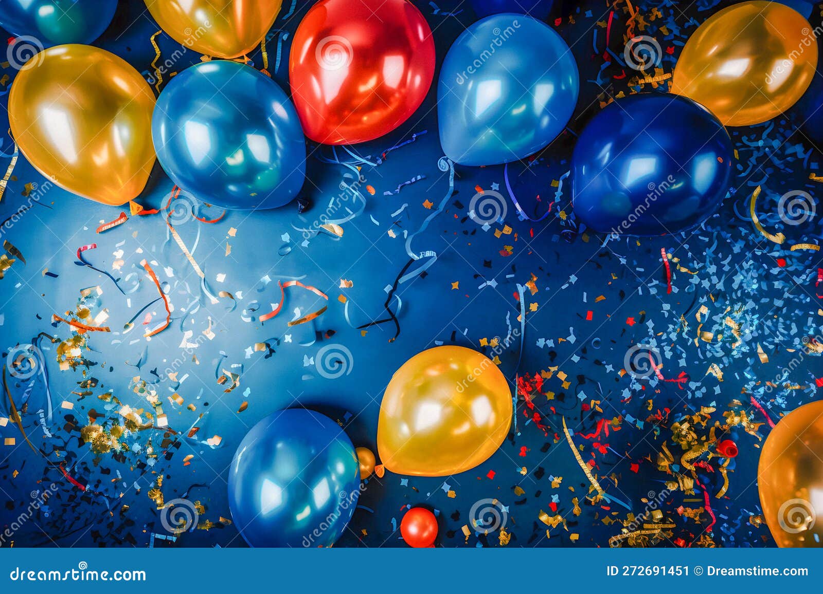Festività Allegre : Palloncini Luminosi E Stelle Dorate Luminose Su Uno  Sfondo Blu Illustrazione di Stock - Illustrazione di vivace, terra:  272691451