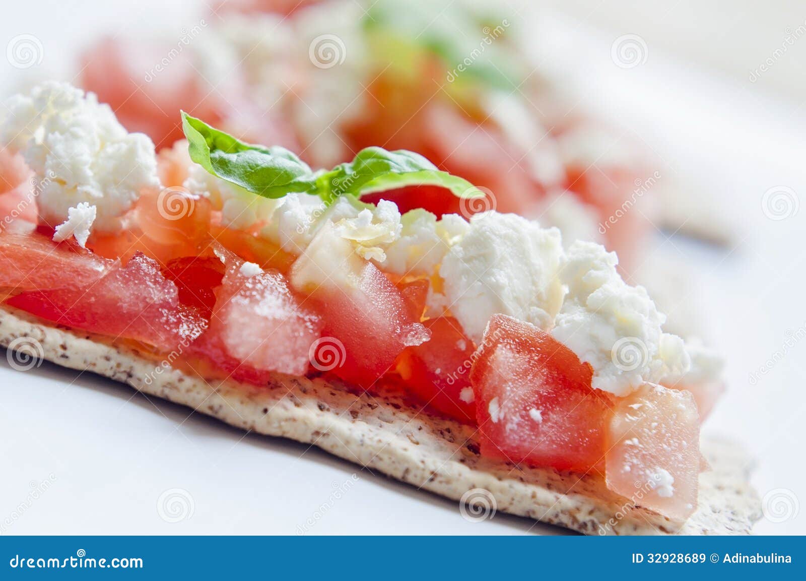Feta cheese crackers stock image. Image of toast, tapas 32928689