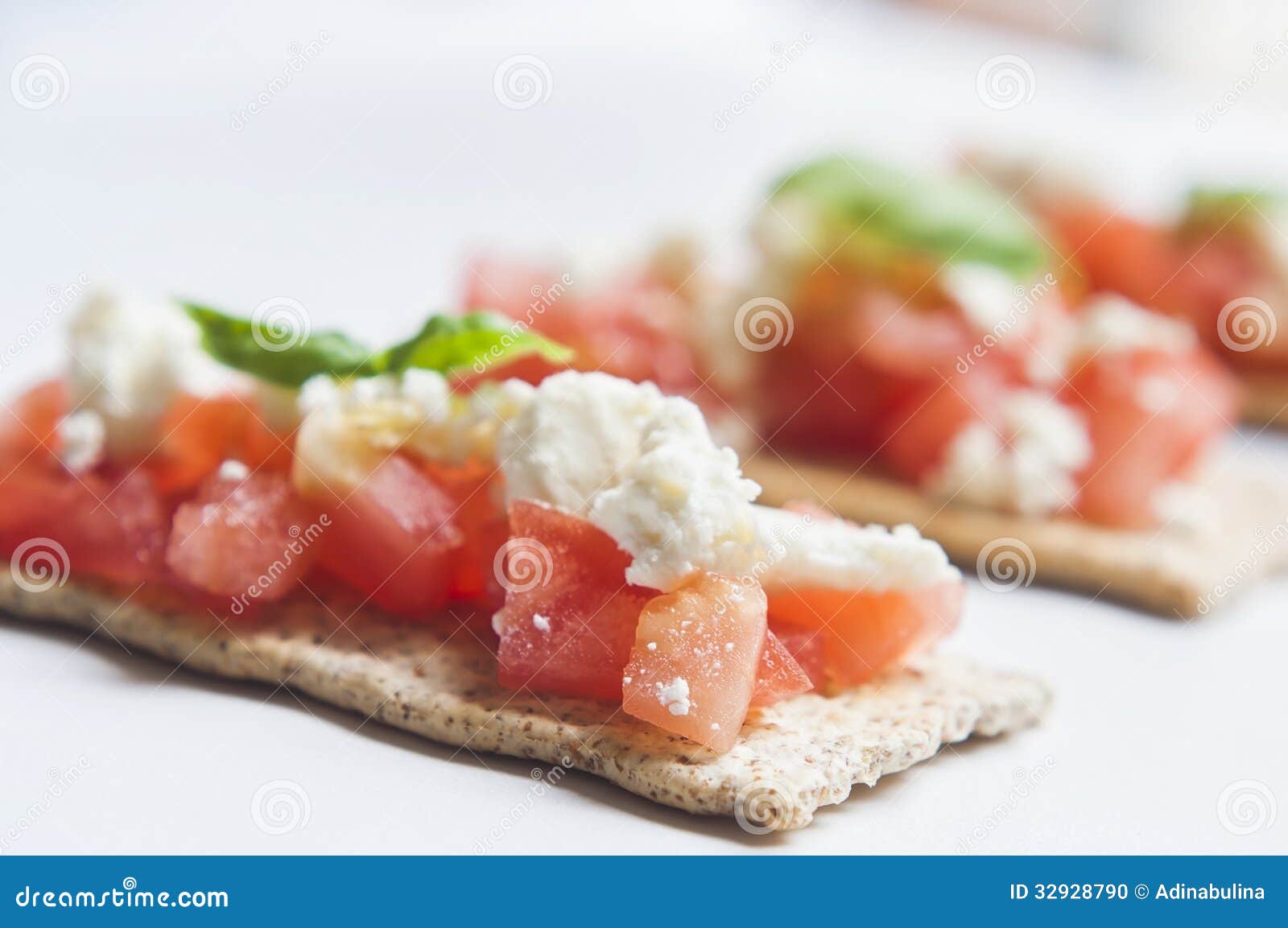 Feta cheese crackers stock photo. Image of tapas, party 32928790