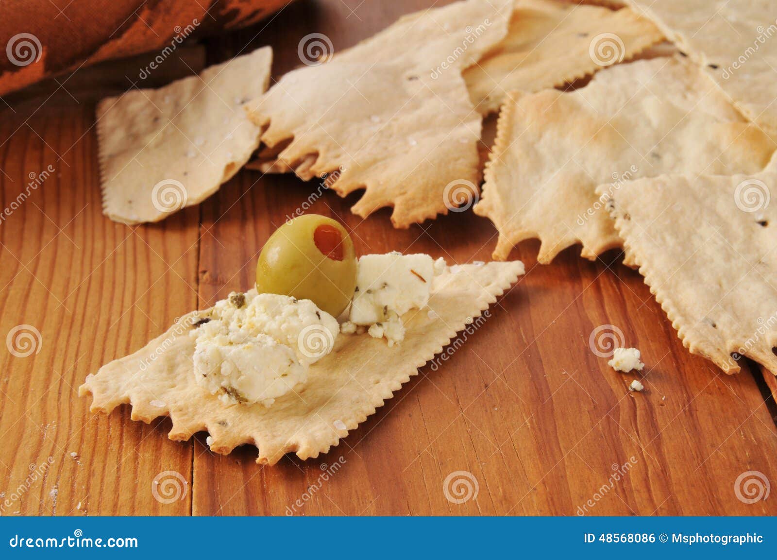 Feta cheese and crackers stock photo. Image of horizontal 48568086