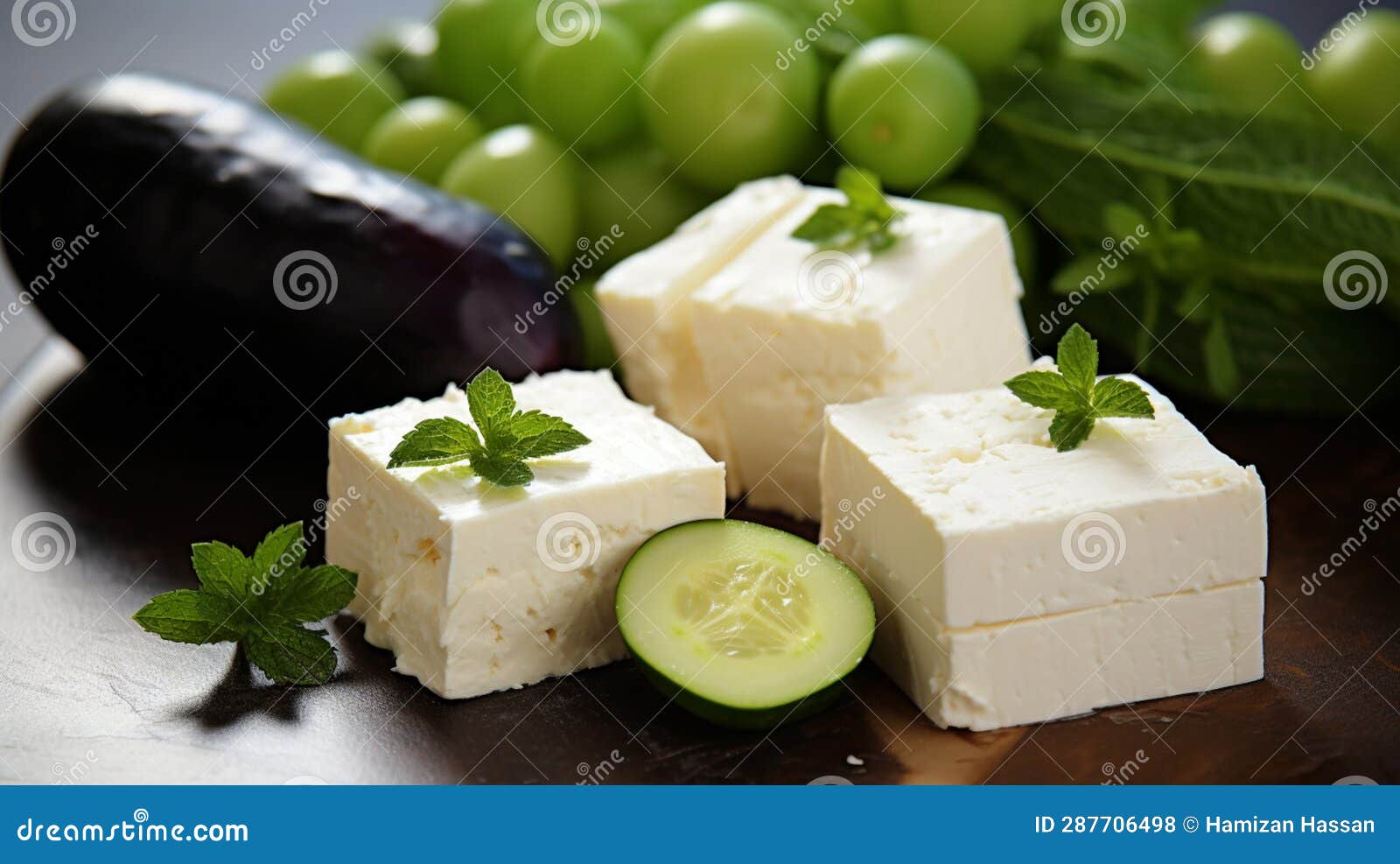 feta cheese: a crumbly treasure in snowy white. its briny notes dance with a creamy essence