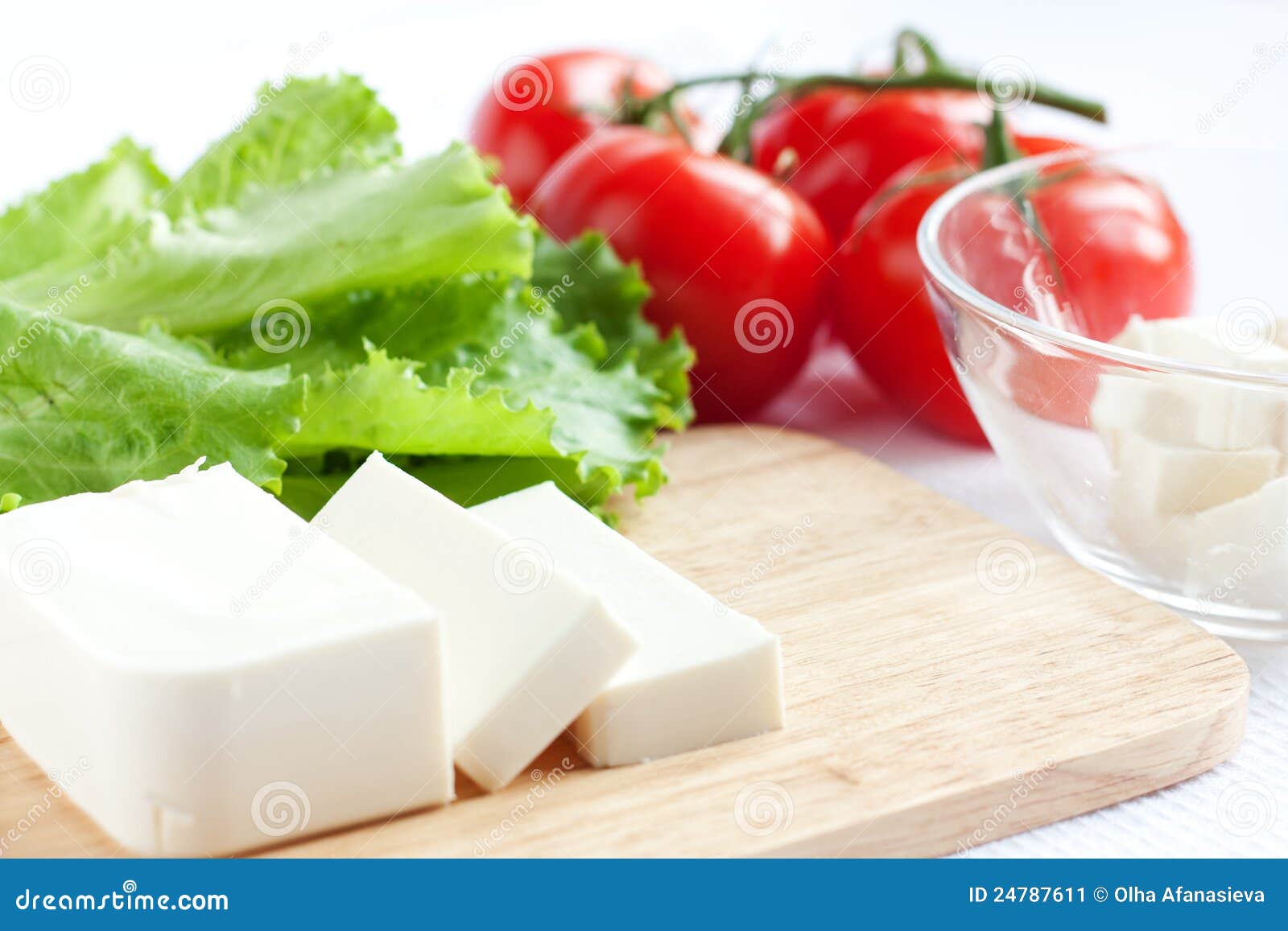 Feta Cheese, Lettuce and Tomato. Salad Ingredients Stock Image Image