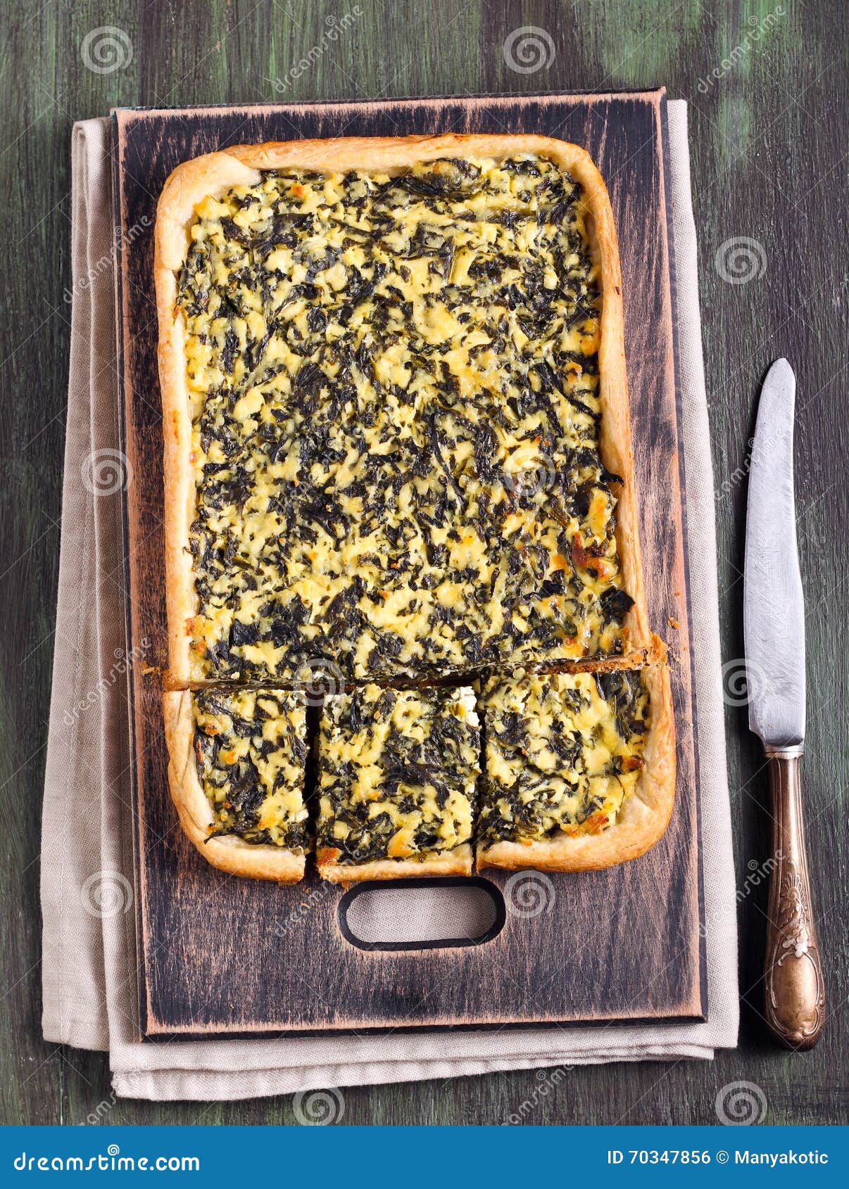 Feta Cheese and Spinach Puff Pastry Pie Stock Photo - Image of food