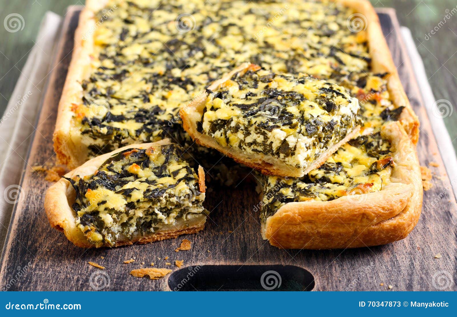 Feta Cheese and Spinach Puff Pastry Pie Stock Image - Image of lunch