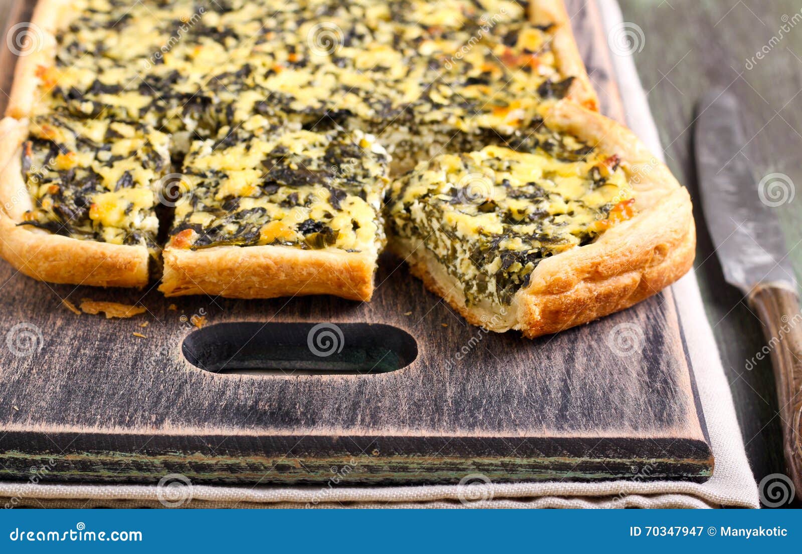 Feta Cheese and Spinach Puff Pastry Pie Stock Image - Image of healthy