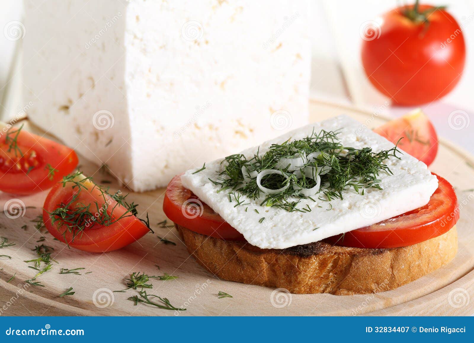 Feta Cheese with Tomato on Toast Stock Image Image of edible, cute