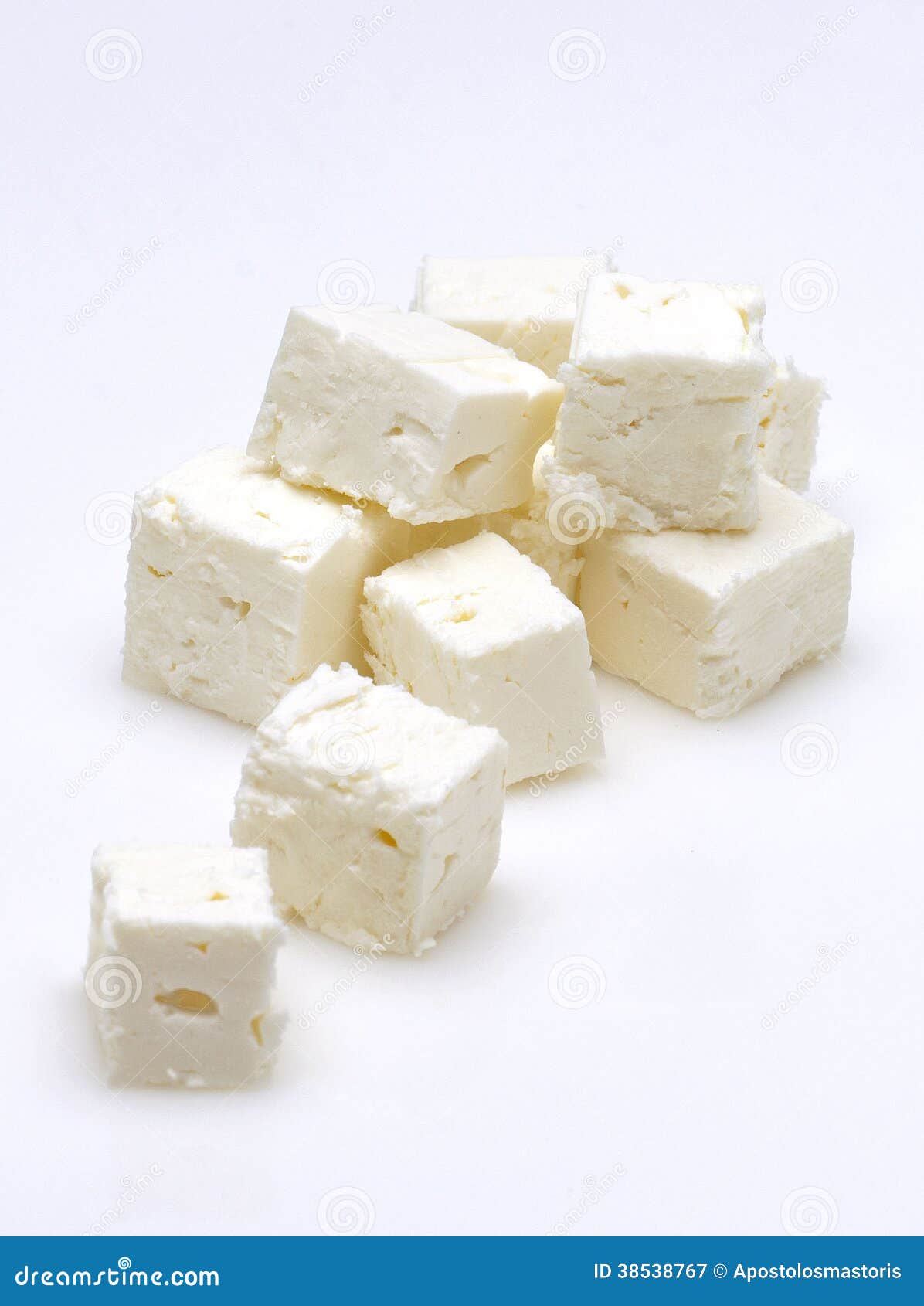 Feta cubes on white stock image. Image of piece, goat 38538767
