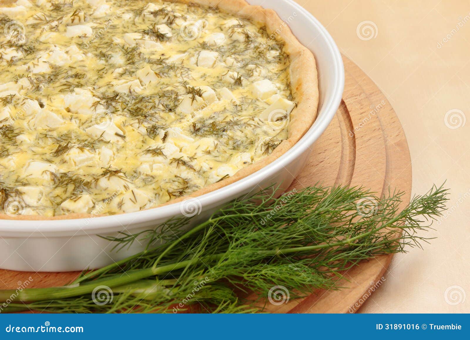Feta and dill tart stock photo. Image of cheese, side 31891016