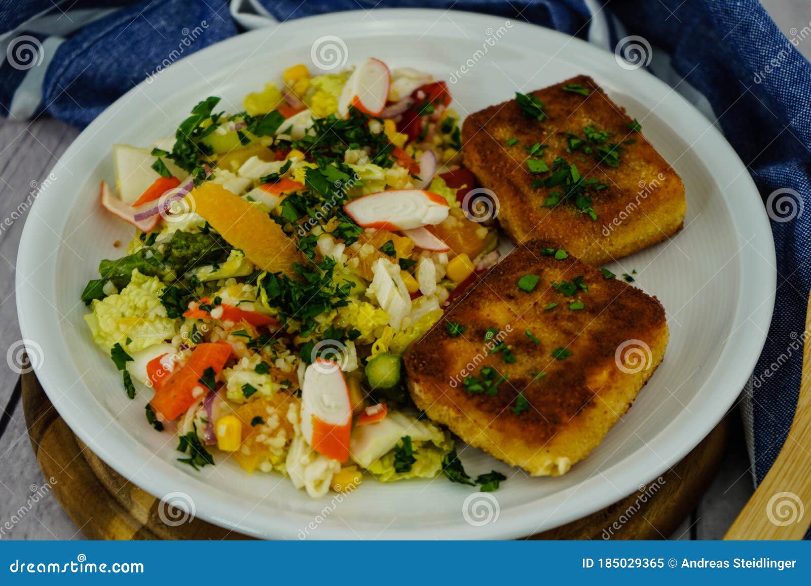 Feta surimi salad stock image. Image of healthy, filets 185029365