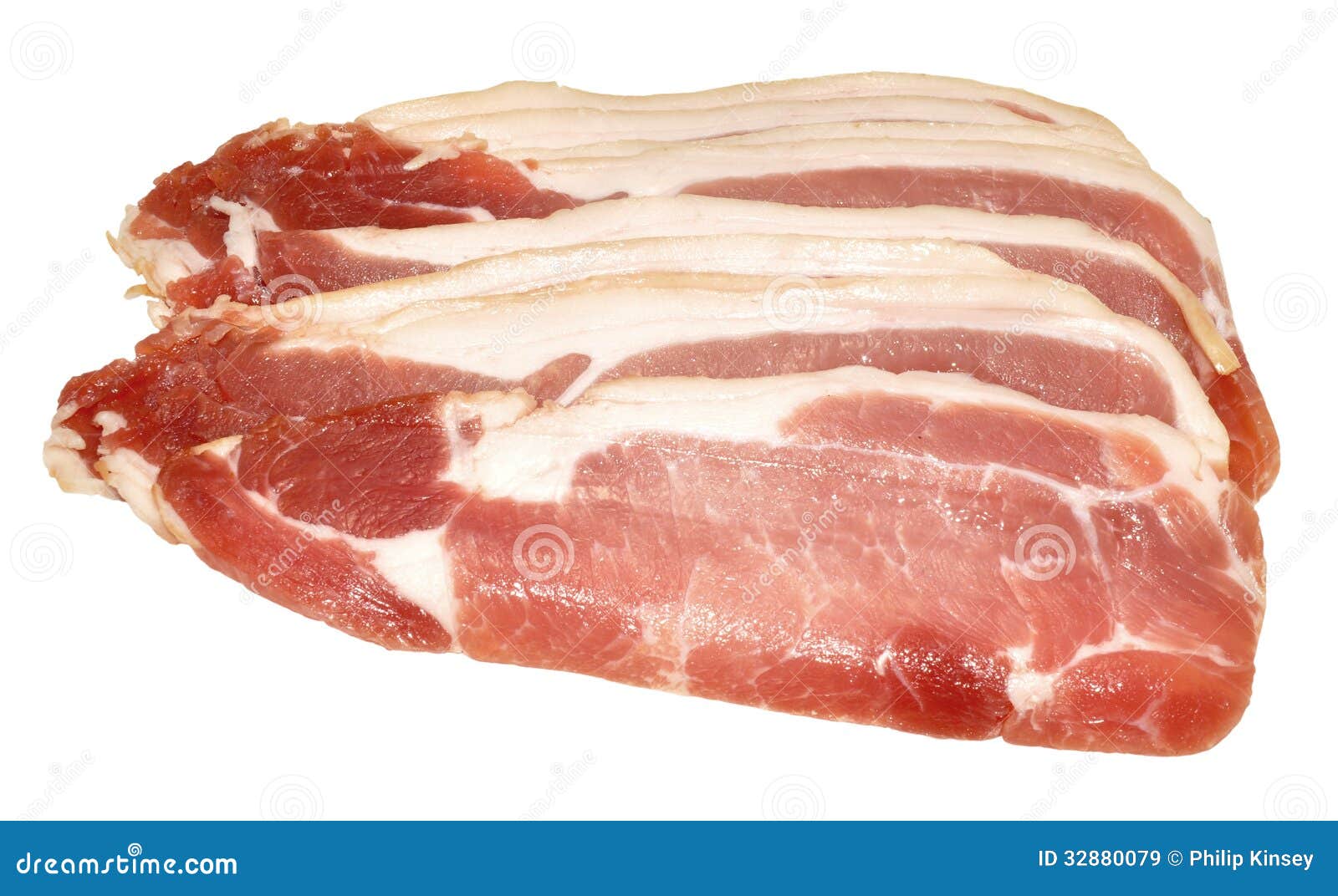 Fette Di Lardo Crude Del Bacon Isolate Su Bianco Immagine Stock