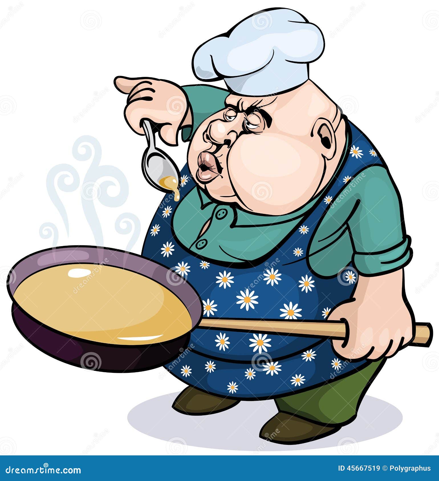 Fetter Koch Mit Einer Wanne Vektor Abbildung - Illustration von