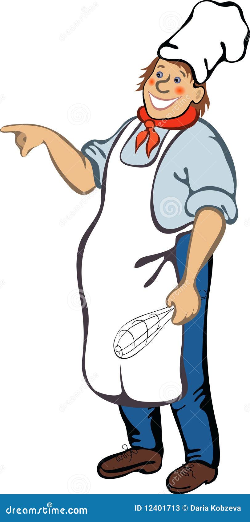 Fetter Koch Zeigt Eith Der Finger An Vektor Abbildung - Illustration