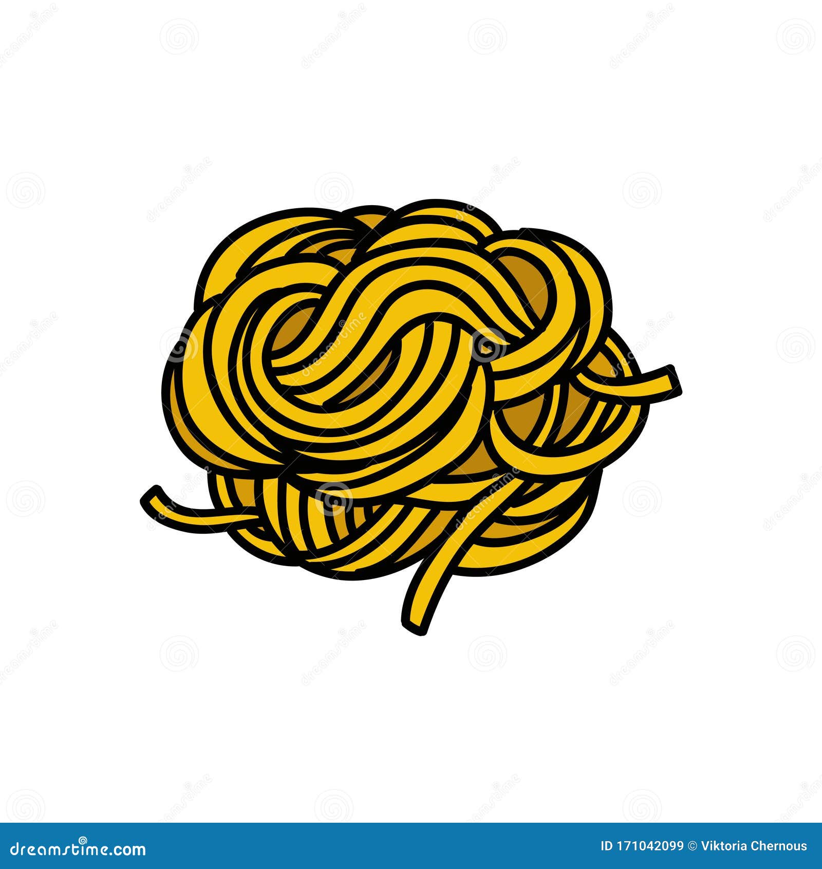 Fettuccine Pasta Doodle Icon, Vector Illustration Stock Illustration