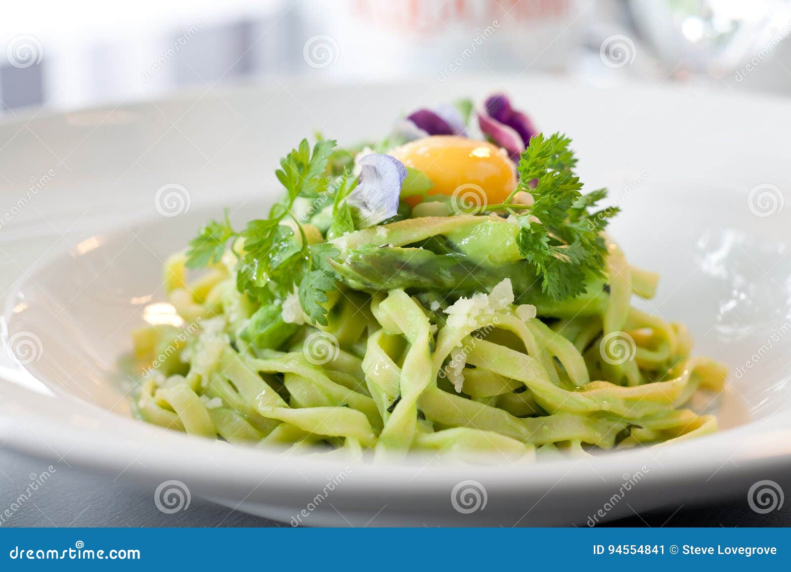 Fettuccine Pasta with Egg stock image. Image of parsley 94554841