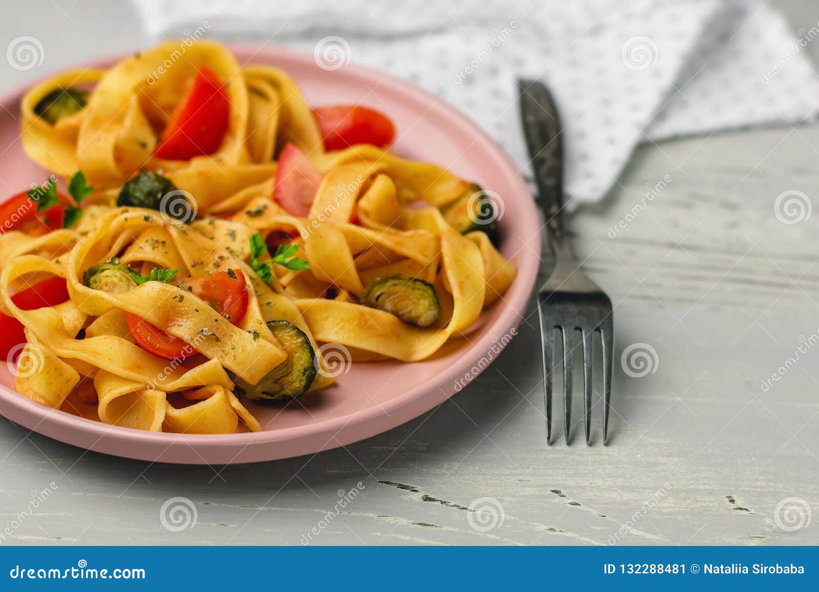 Fettuccine Pasta with Vegetables Stock Image Image of fresh, kitchen