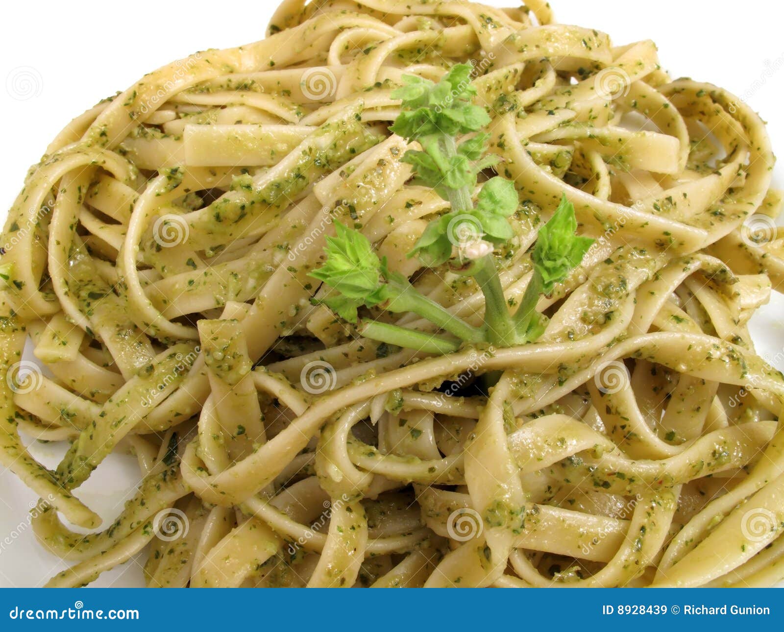 Fettuccine with Pesto Sauce Stock Image Image of basil, pesto 8928439
