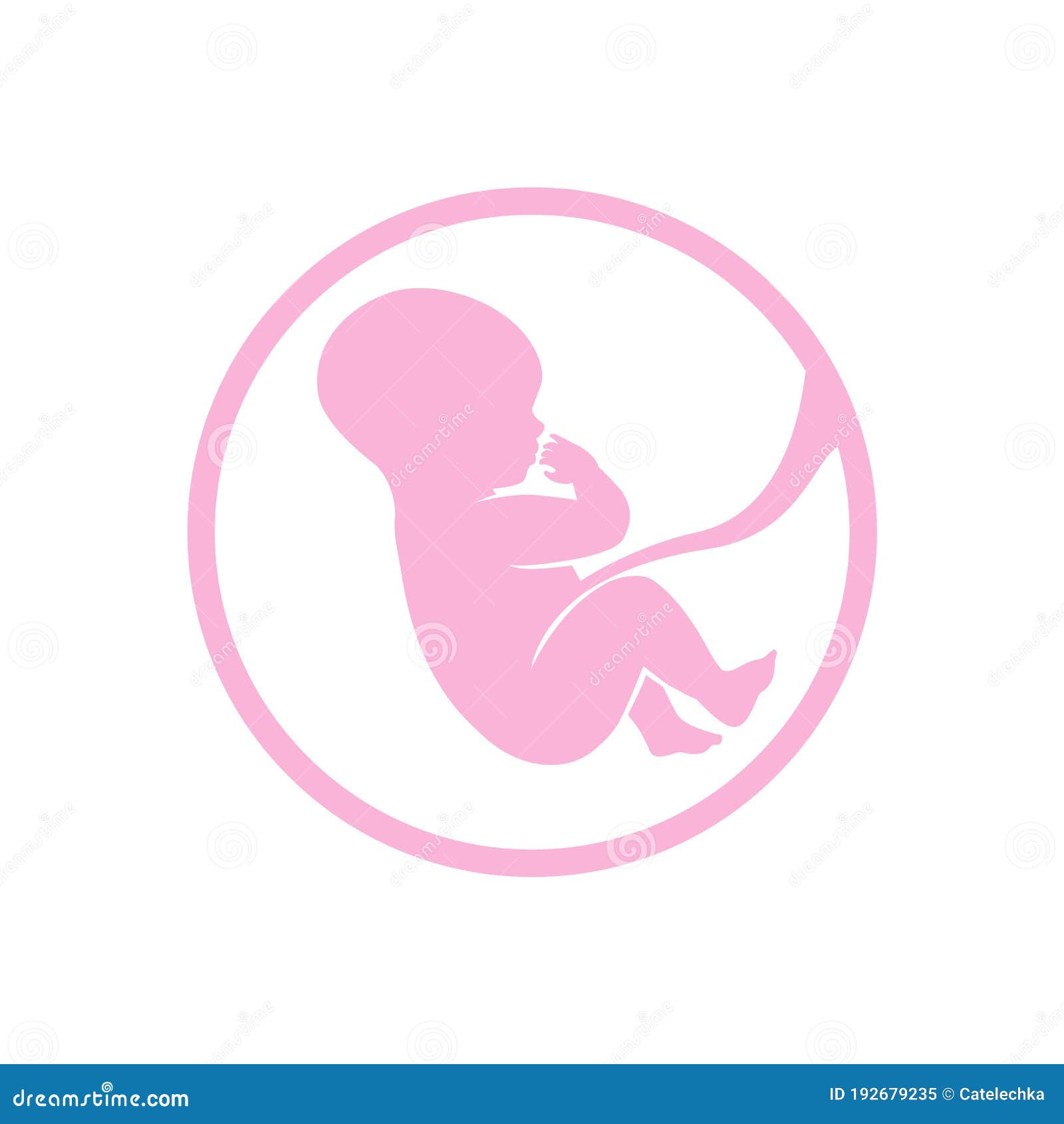 fetus icon in a pink baby color. embryol logo.