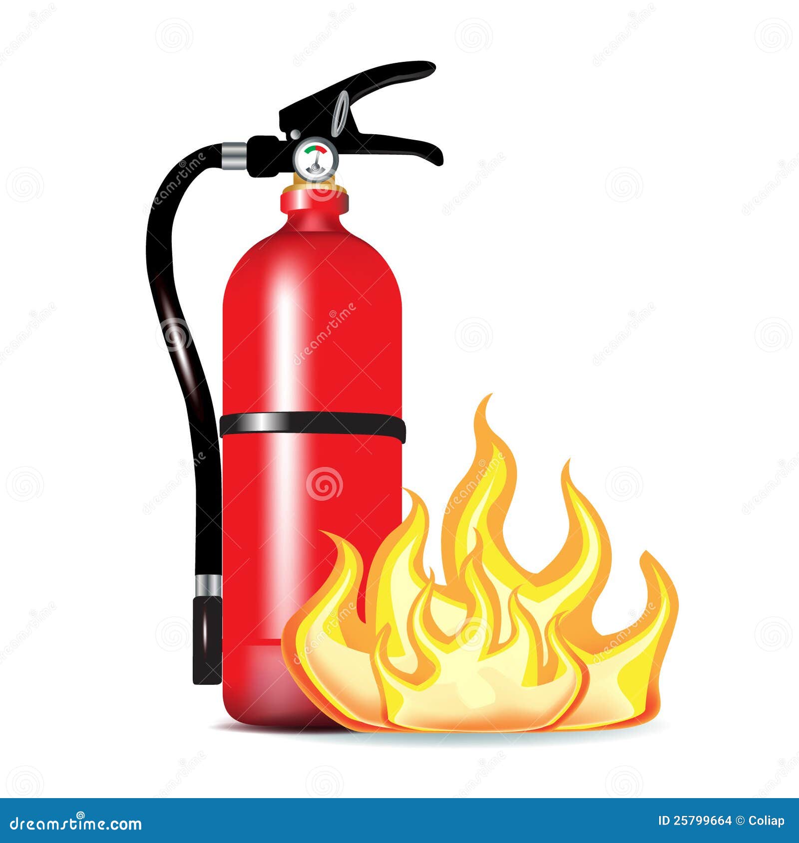 Feuerlöscher mit Flammen vektor abbildung. Illustration von industriell -  25799664