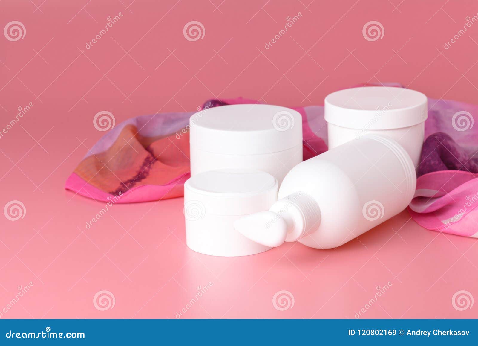 Few Cosmetic Bottle On Pink Background, Mockup Stock Image ...