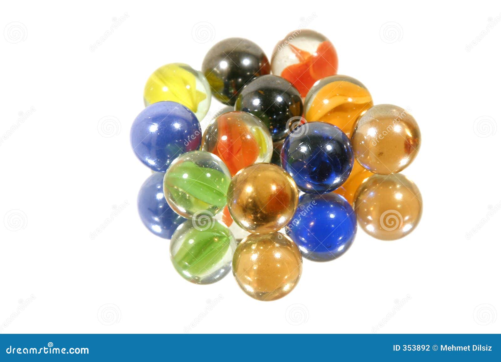 Few Marbles on Mirror stock photo. Image of ball, reflections 353892