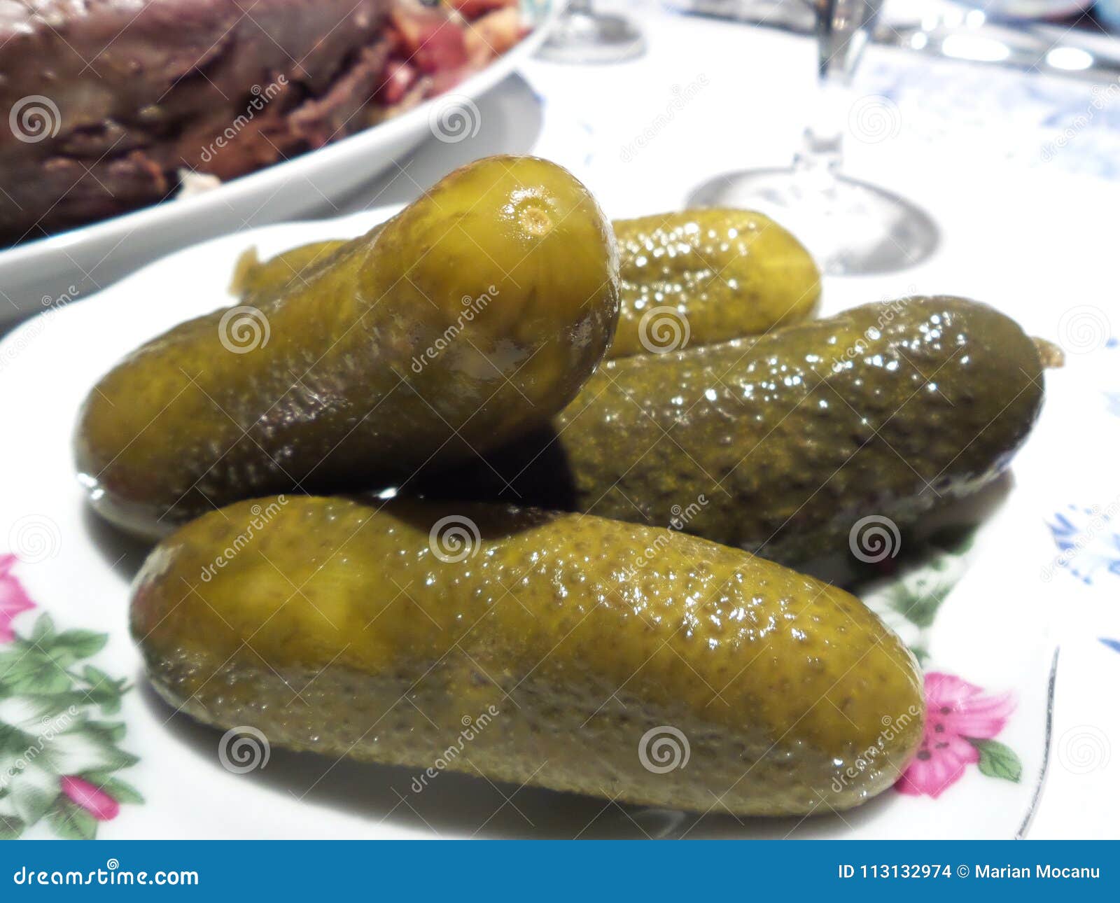 few pickle on a table