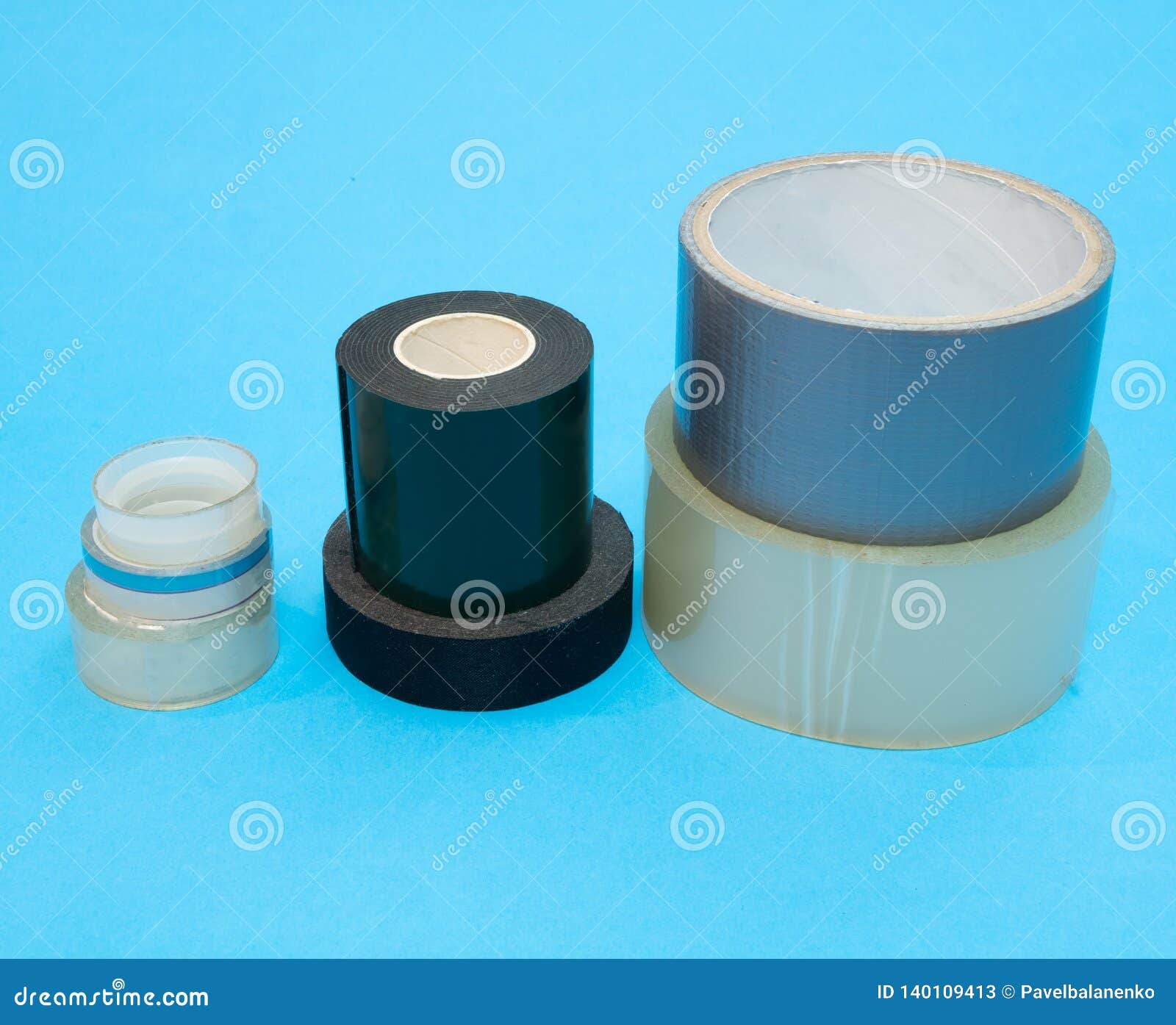 Few Stacks of Different Duct Tapes Stock Image Image of office