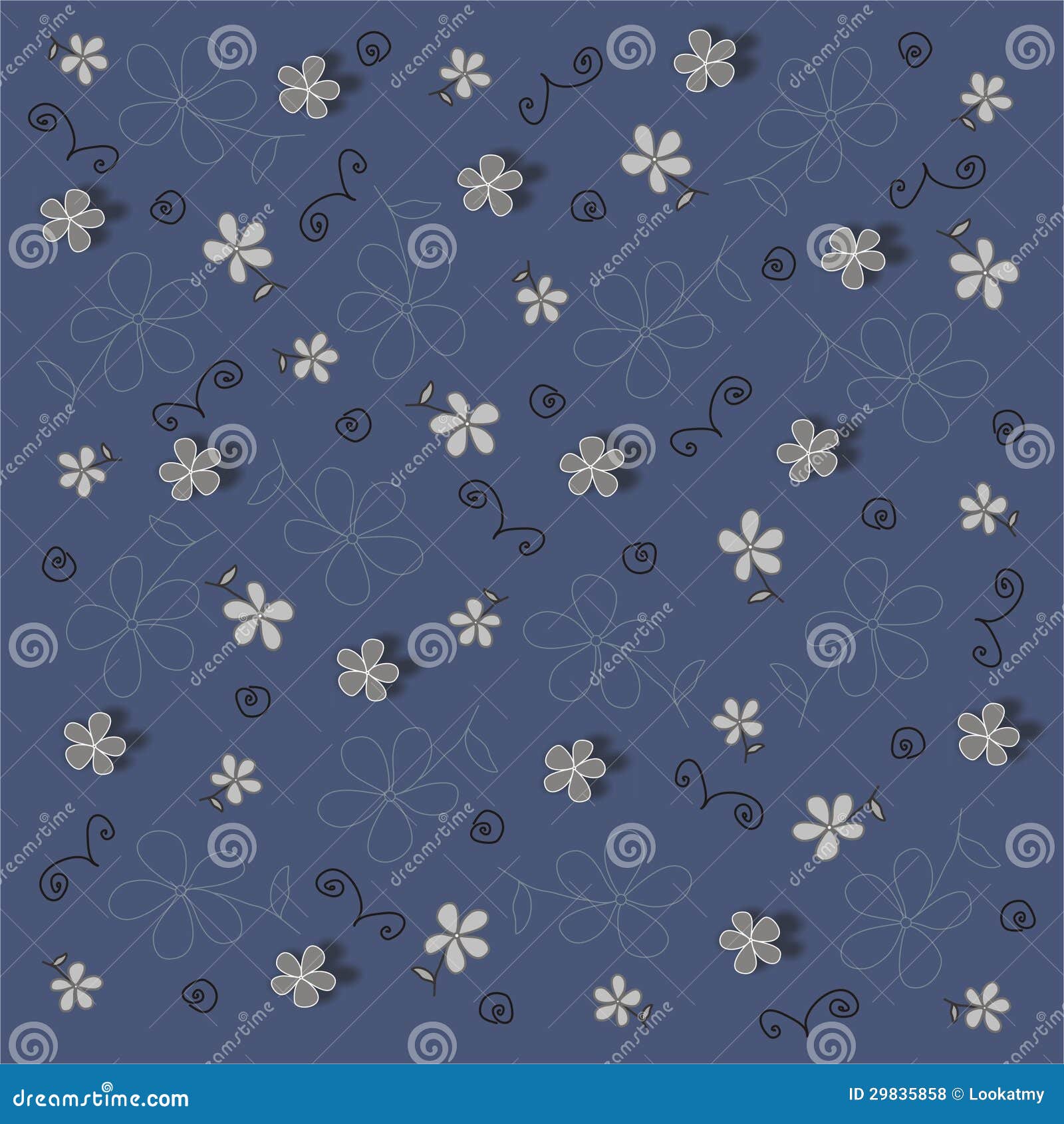 Vector Navy Blue Floral Background Stock Vector - Illustration of