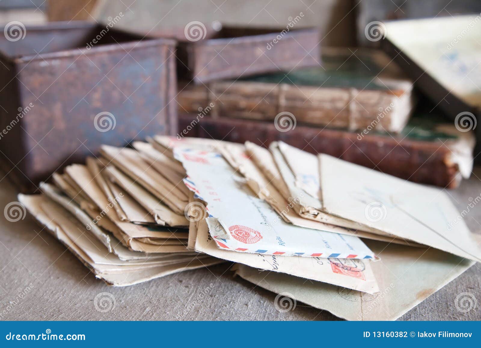 Vintage Letters, Postcards And Antique Feather Pen Stock Photography