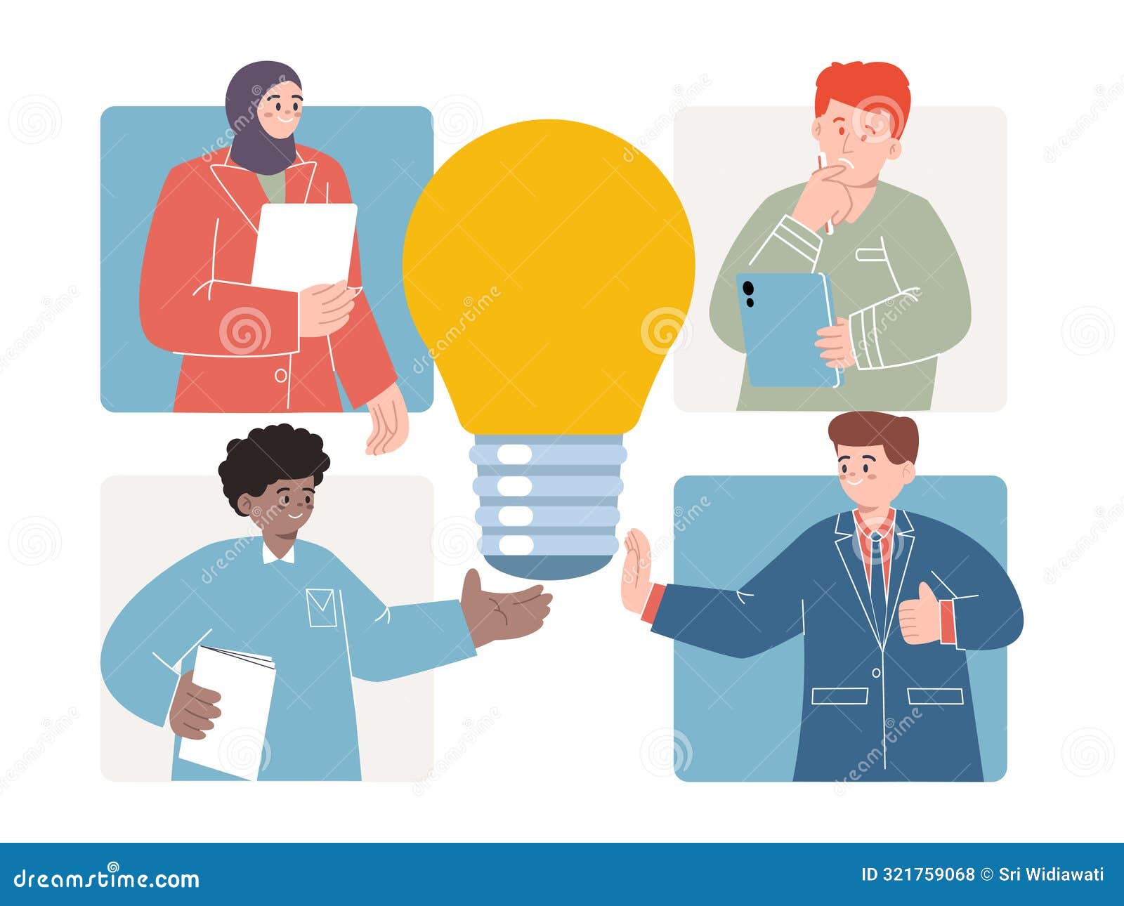 fgd focus group discussion team discuss idea light bulb brainstorm