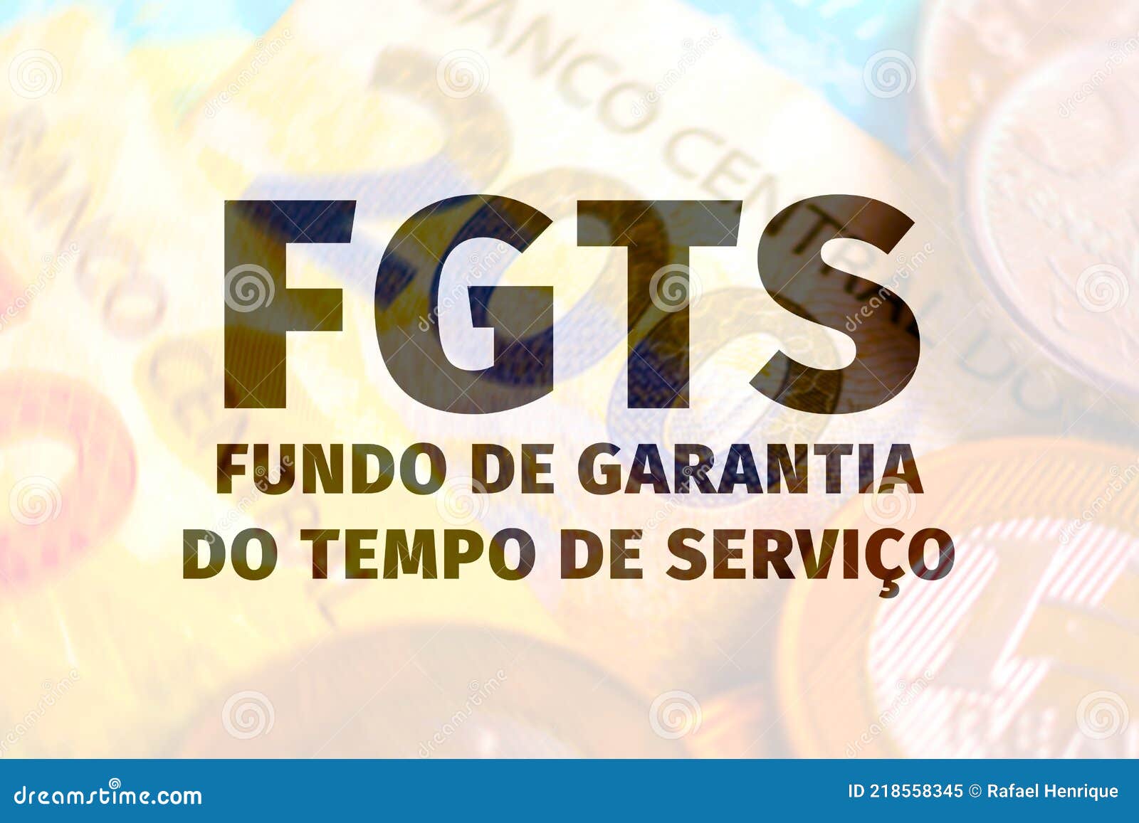 fgts, fundo de garantia do tempo de serviÃÂ§o. background text with money