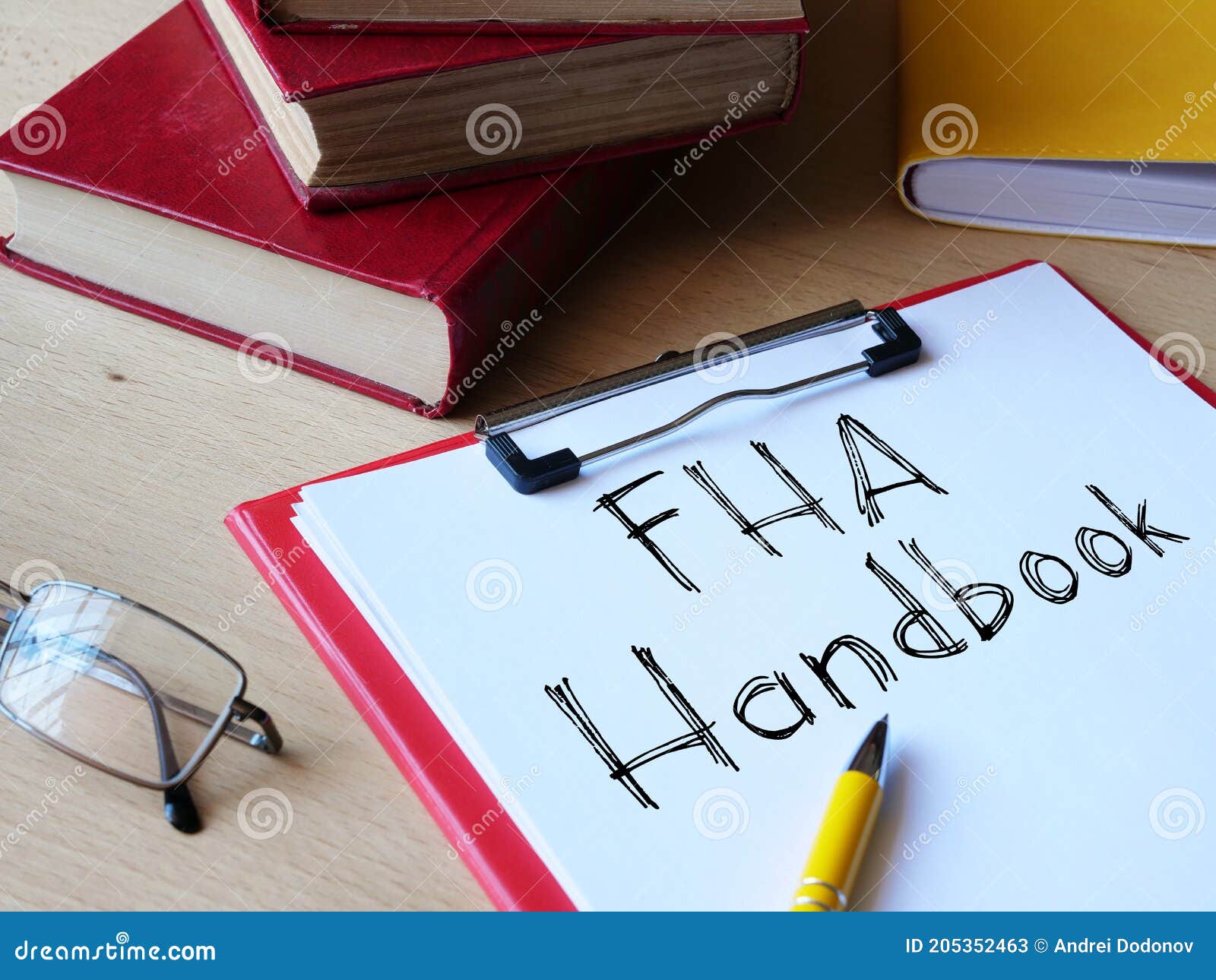 FHA Handbook is Shown on the Business Photo Using the Text Stock Image