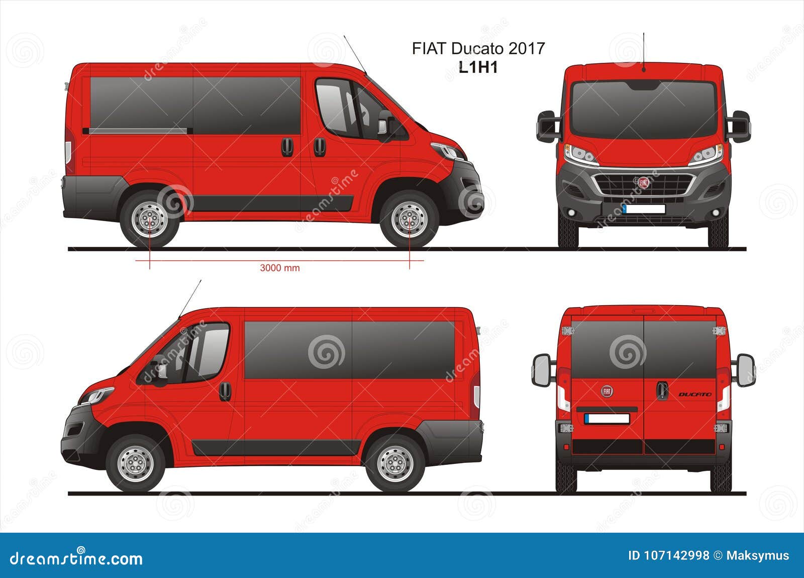 Fiat Ducato Passenger Van 2017 L1H1 Blueprint Editorial