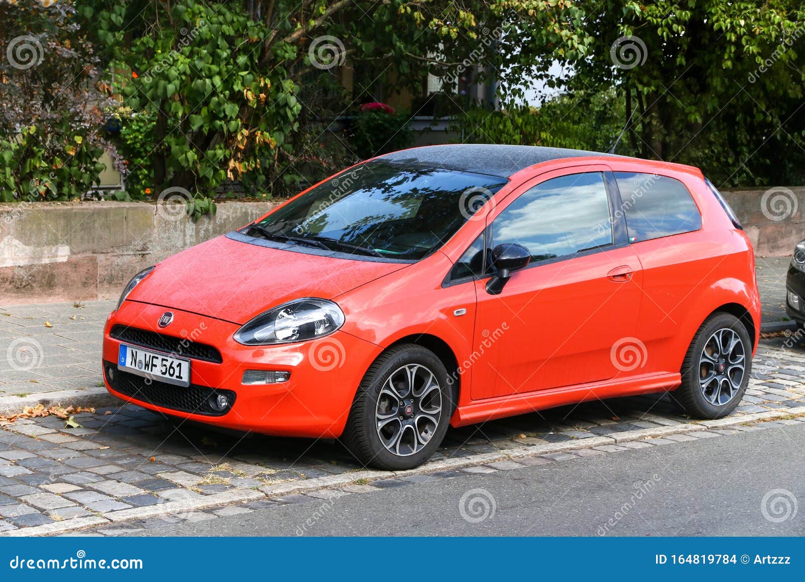 Old Red Fiat Punto Fourdoors Parked Editorial Stock Image - Image