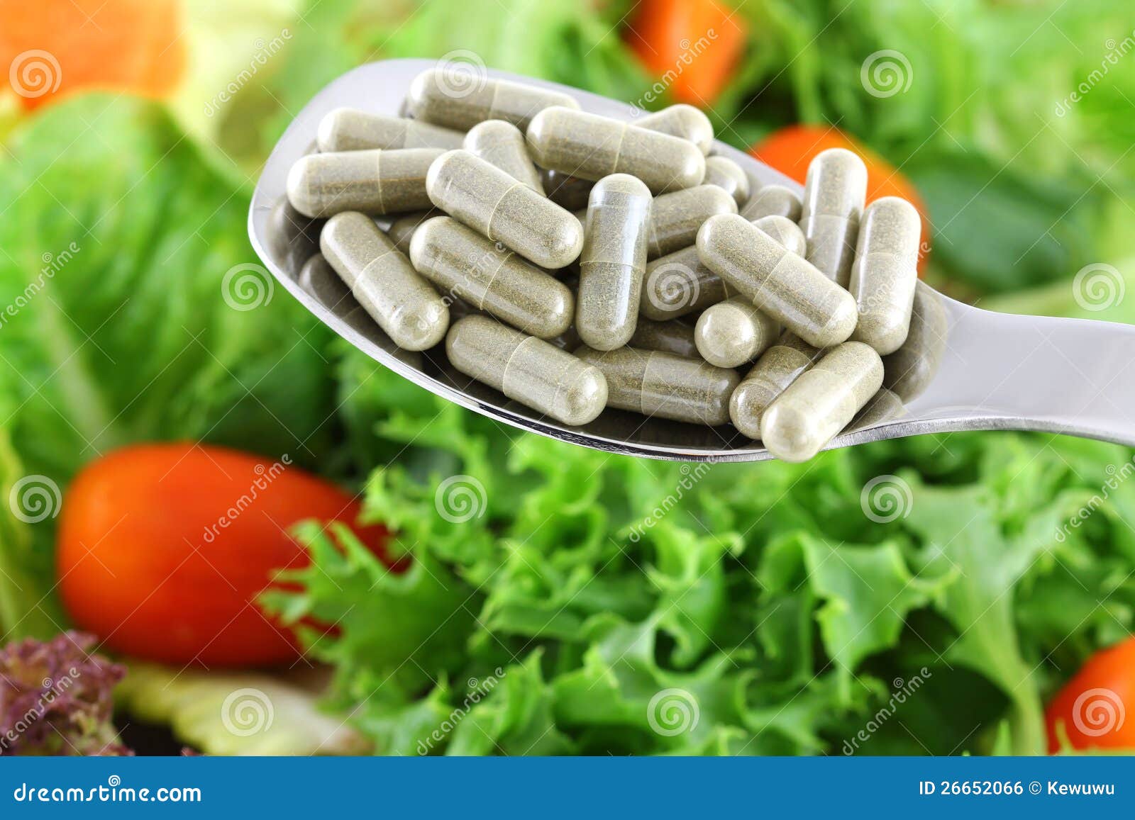 Fiber Capsules or Fresh Salad Stock Photo Image of health, ingredient