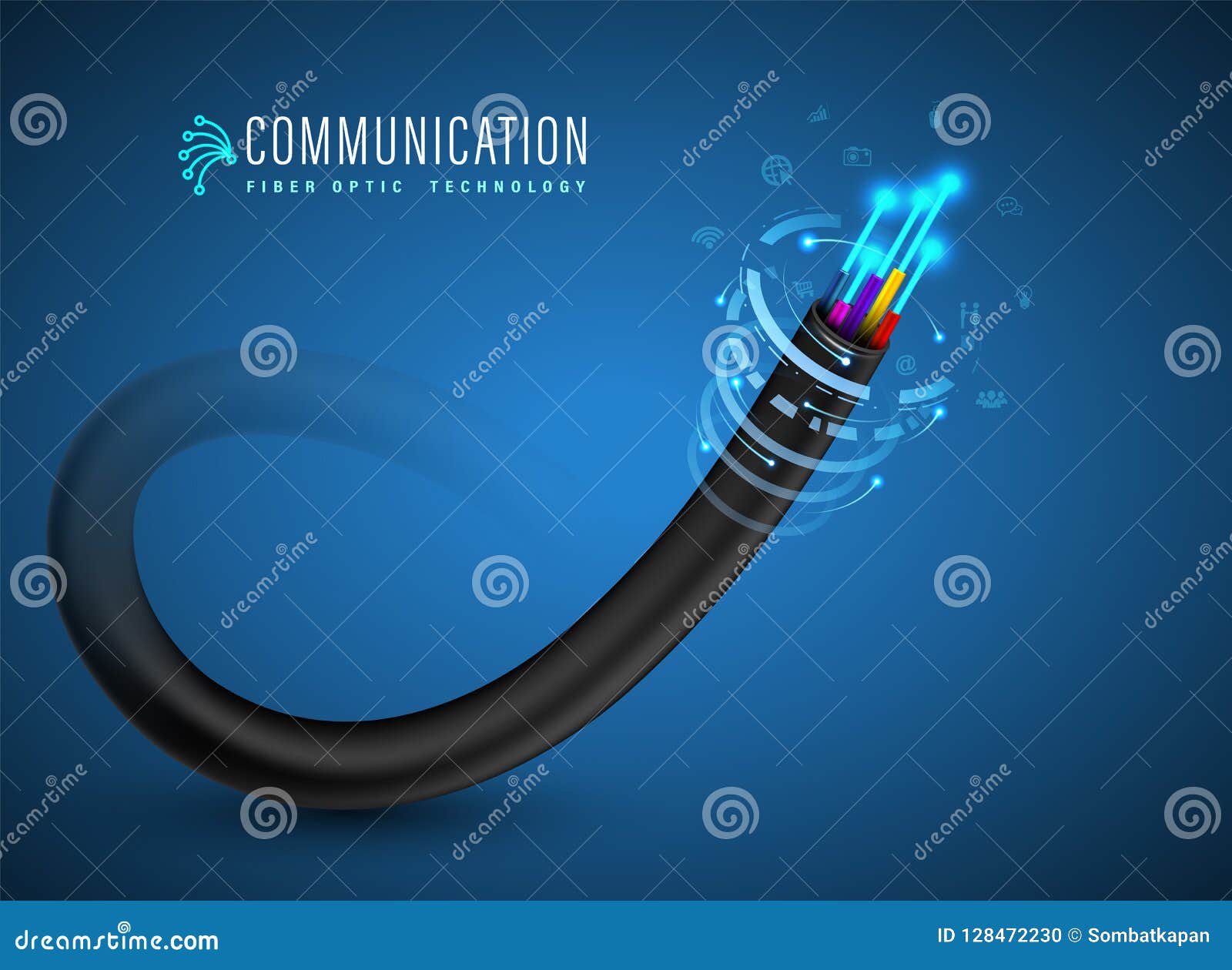 fiber optic cable for fiber optic concept and advertising communication services