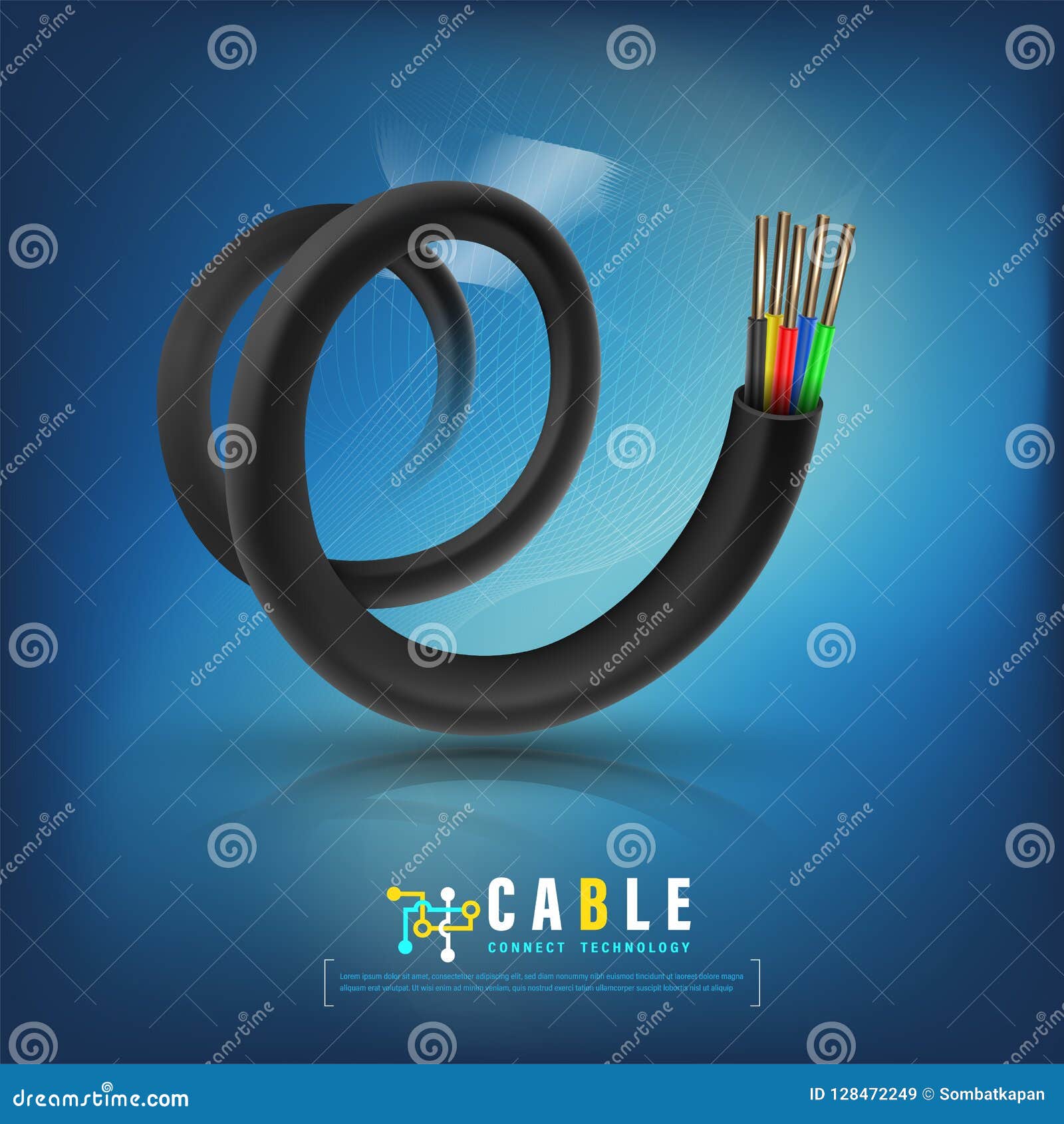 Fiber Optic Cable Connecting Concept for Technology Communication