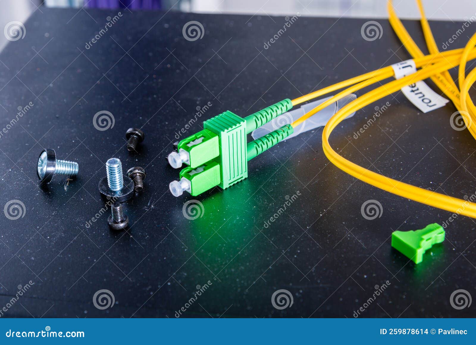 Fiber Optic Cables Connected To an Optic Ports Stock Photo Image of