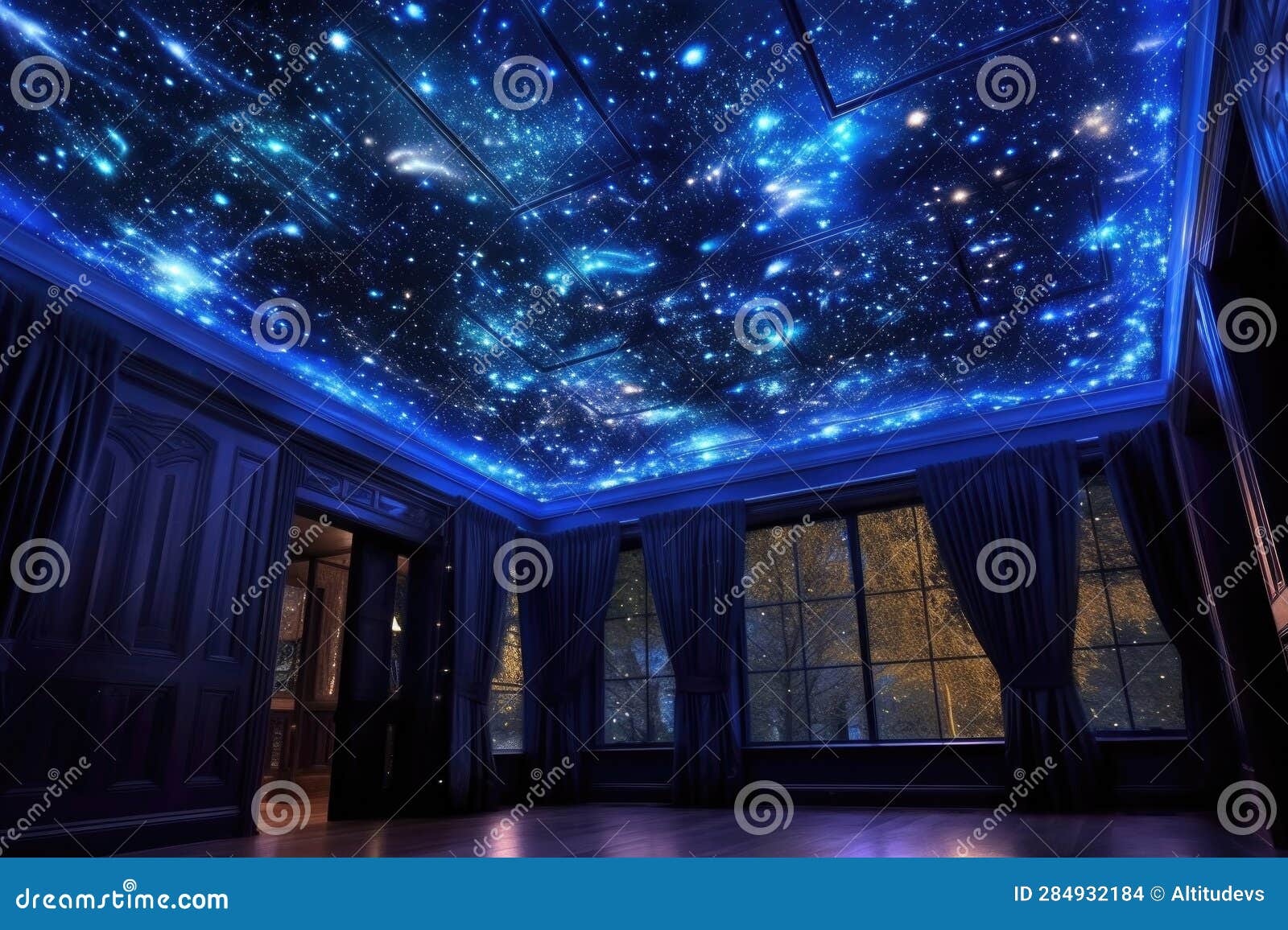 Fiber Optic Galaxy Ceiling with Constellations Stock Photo Image of